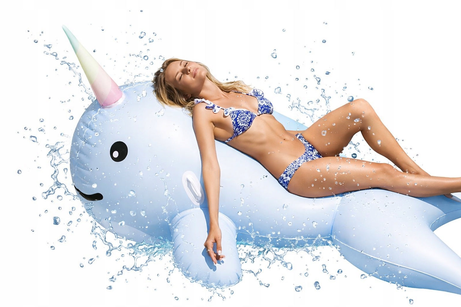 LARGE INFLATABLE MATTRESS PONTOON Narwhal for water toy for children XXL 200 cm
