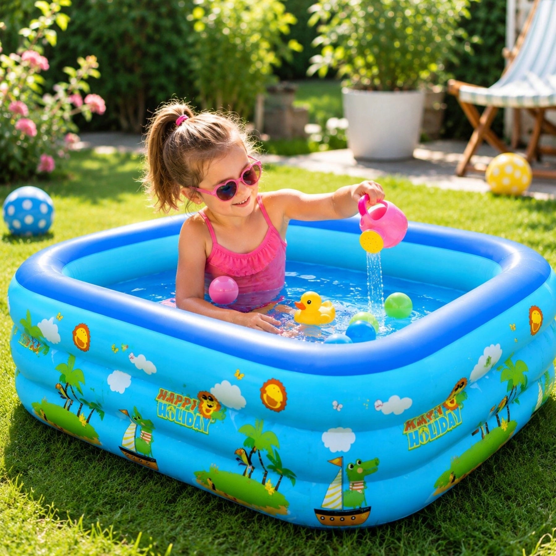 LARGE INFLATABLE POOL FOR CHILDREN GARDEN FAMILY FOR SUMMER 120X85X45 CM Kind other