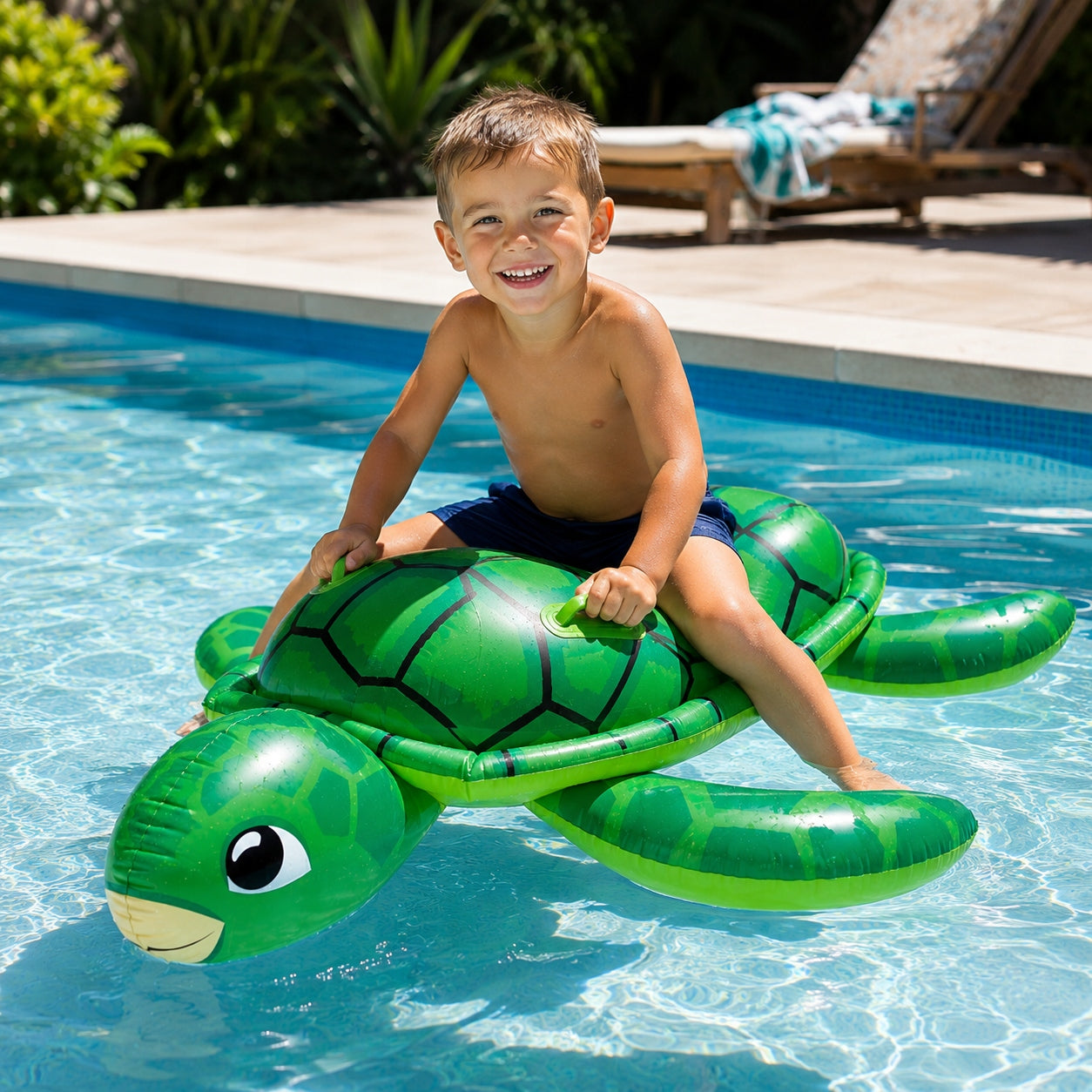 LARGE INFLATABLE TURTLE FOR SWIMMING 125x95cm MATTRESS CHILDREN POOL BEACH 3+ XXL Packaging status original