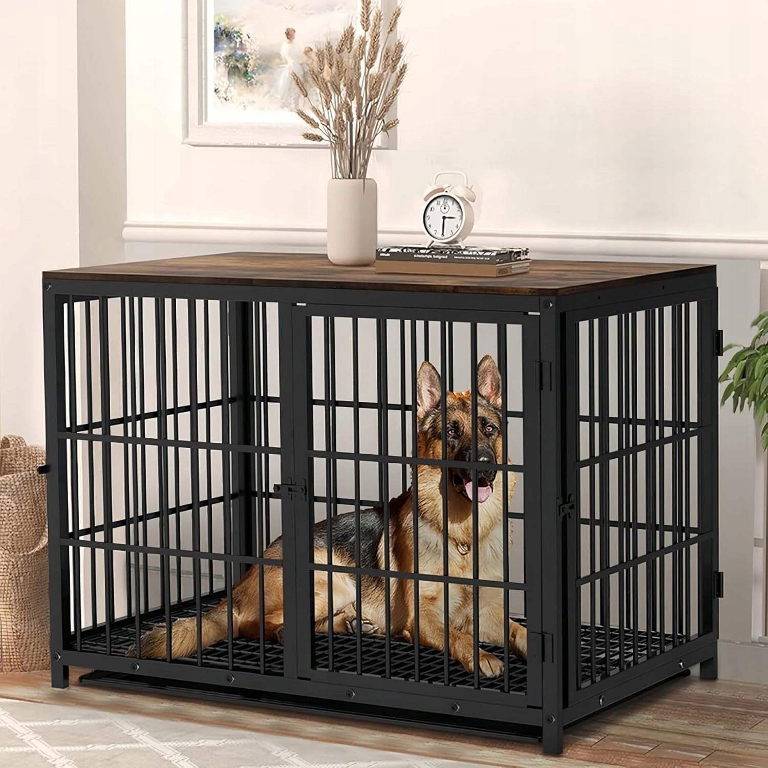 LARGE KENNEL CAGE DOG PLAYPEN WOODEN METAL 107 x 71 x 81 CM Manufacturer code ŚREDNIA KLATKA METALOWA KOJEC DLA PSÓW PSA L