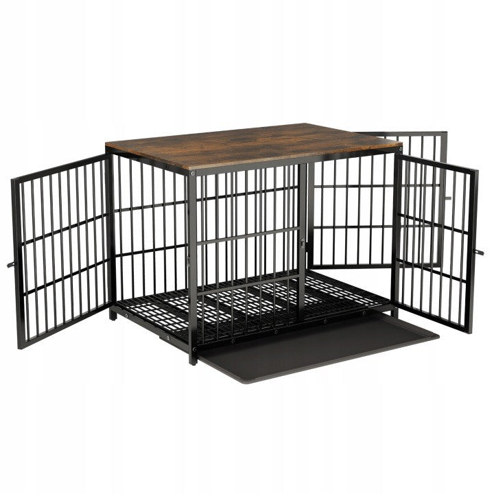 LARGE KENNEL CAGE DOG PLAYPEN WOODEN METAL 107 x 71 x 81 CM