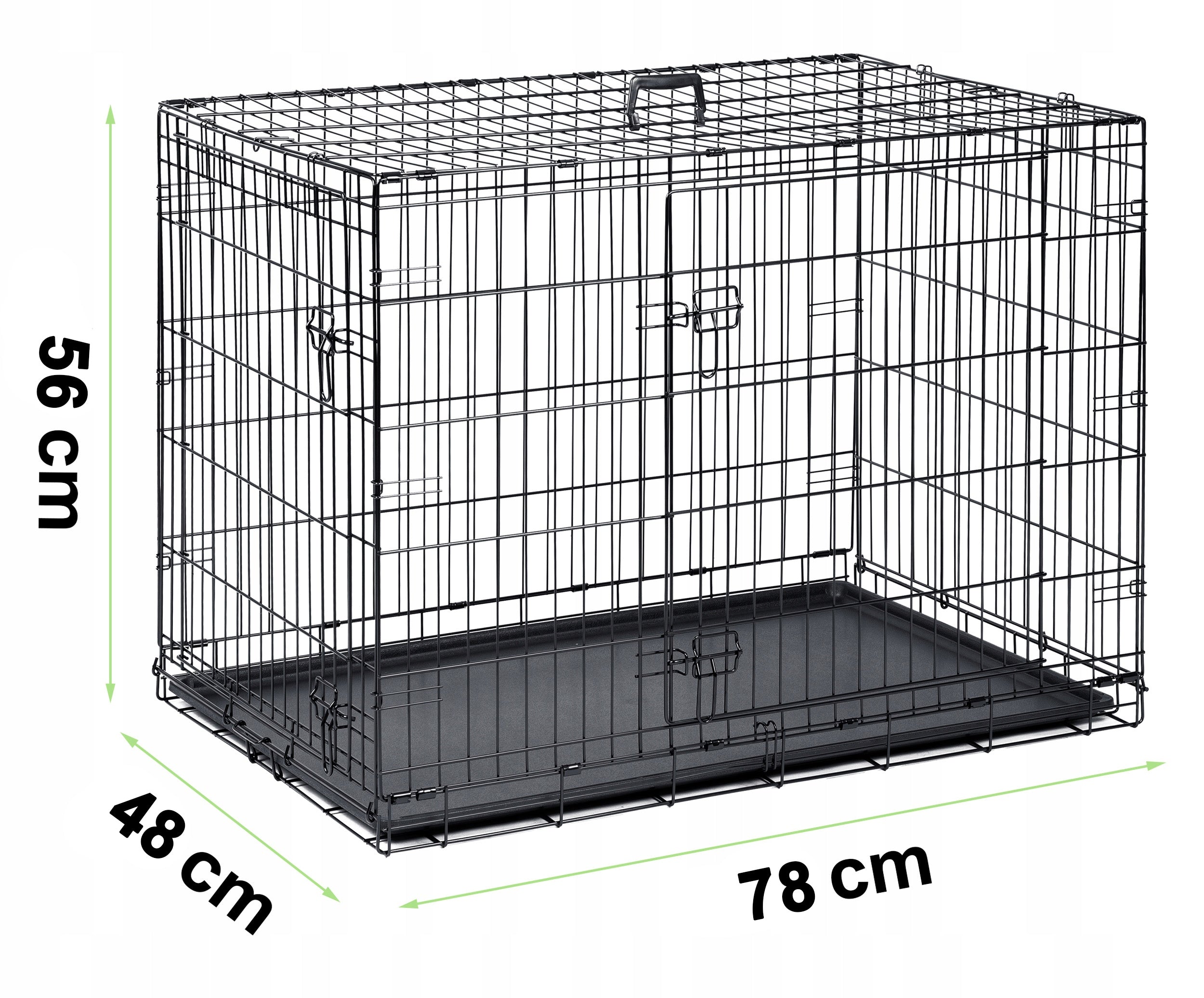LARGE KENNEL CAGE METAL PLAYPEN Transporter for DOG DOGS 78x60x56 cm M Trade name GLOBANI Klatka, transporter metalowy dla psa z rączką 78x48x56 cm czarna