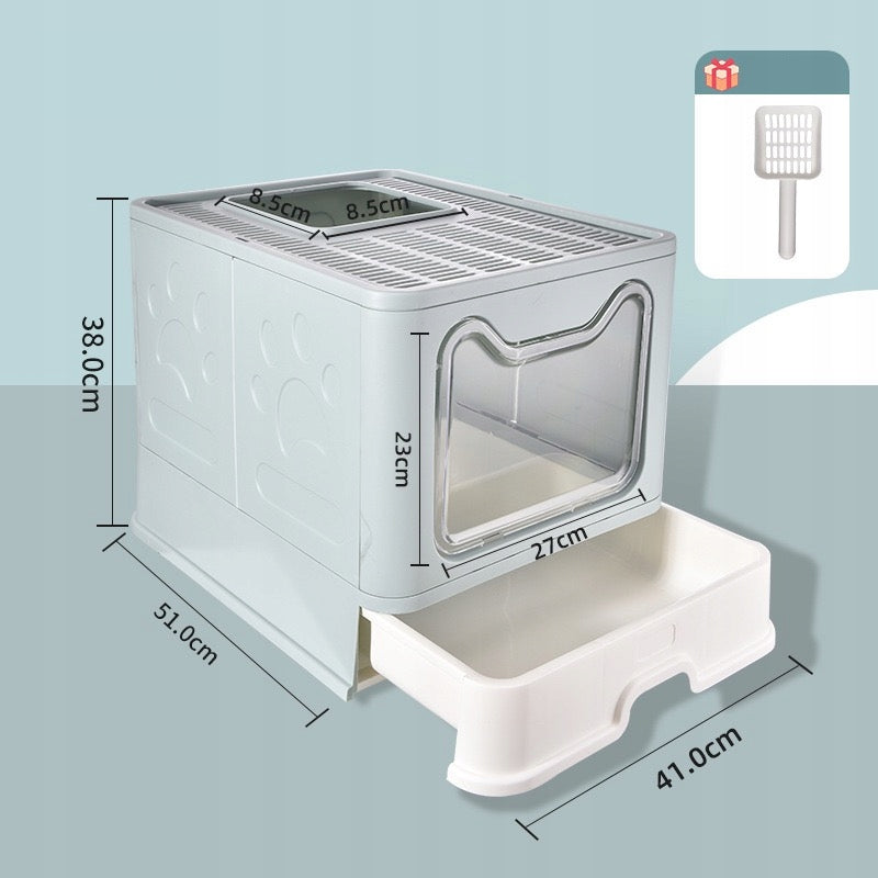 LARGE LITTER BOX CLOSED FOR CAT FOLDING PULL-OUT DRAWER SIEVE RIM GREY Product weight with unit packaging 3.2 kg
