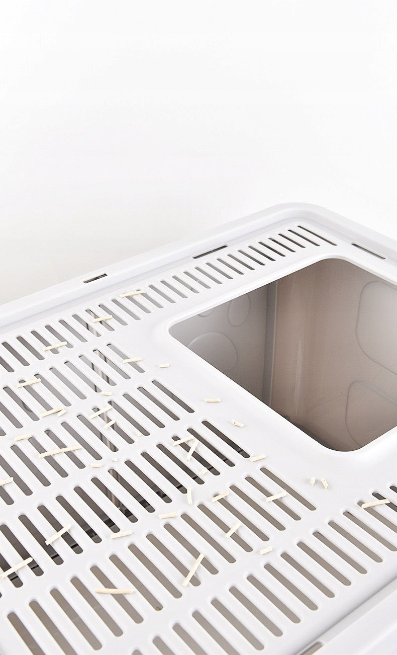 LARGE LITTER BOX CLOSED FOR CAT FOLDING PULL-OUT DRAWER SIEVE RIM GREY Product width 41 cm