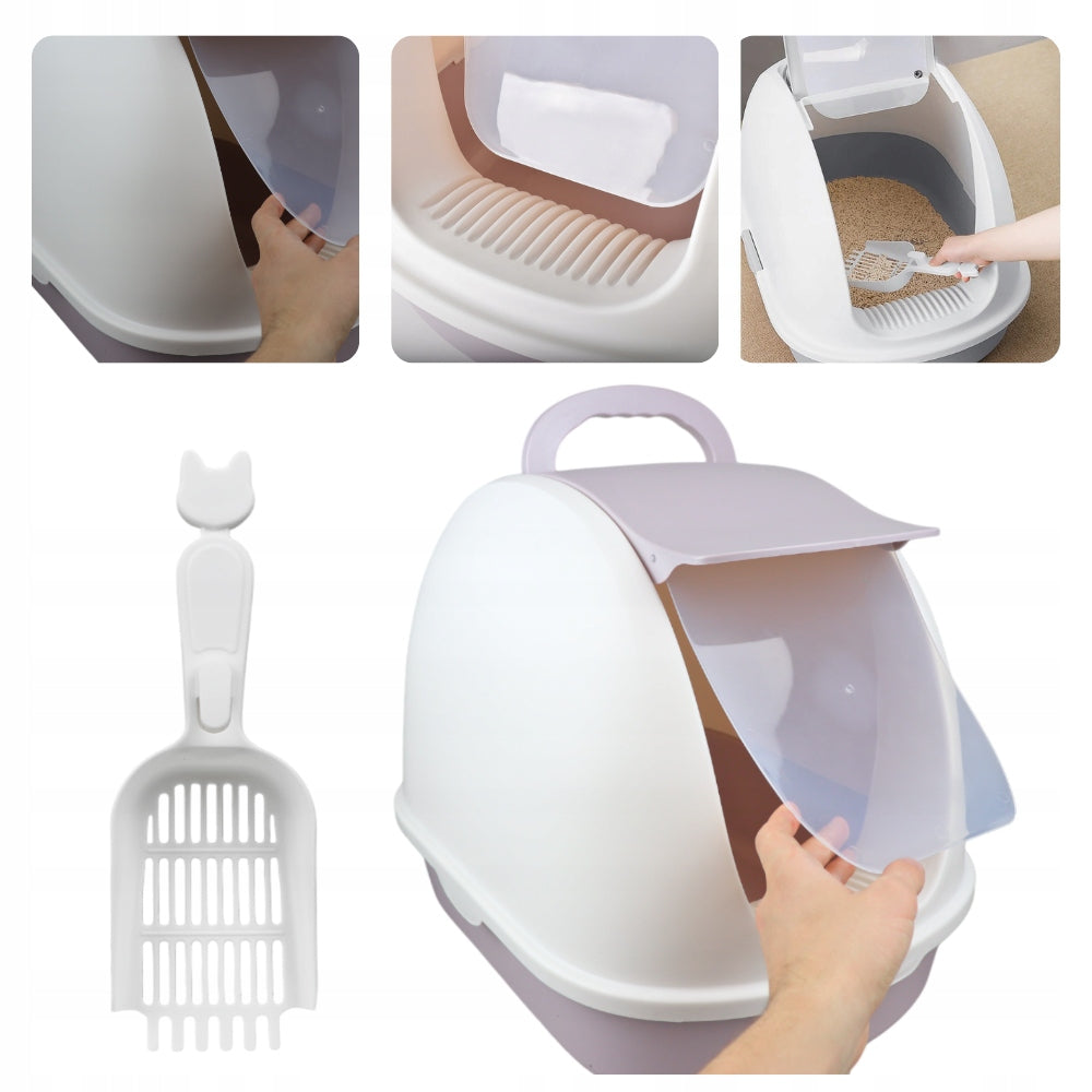LARGE LITTER BOX XXL FOR CAT CLOSED WITH FLAP DURABLE + LITTER SPATULA