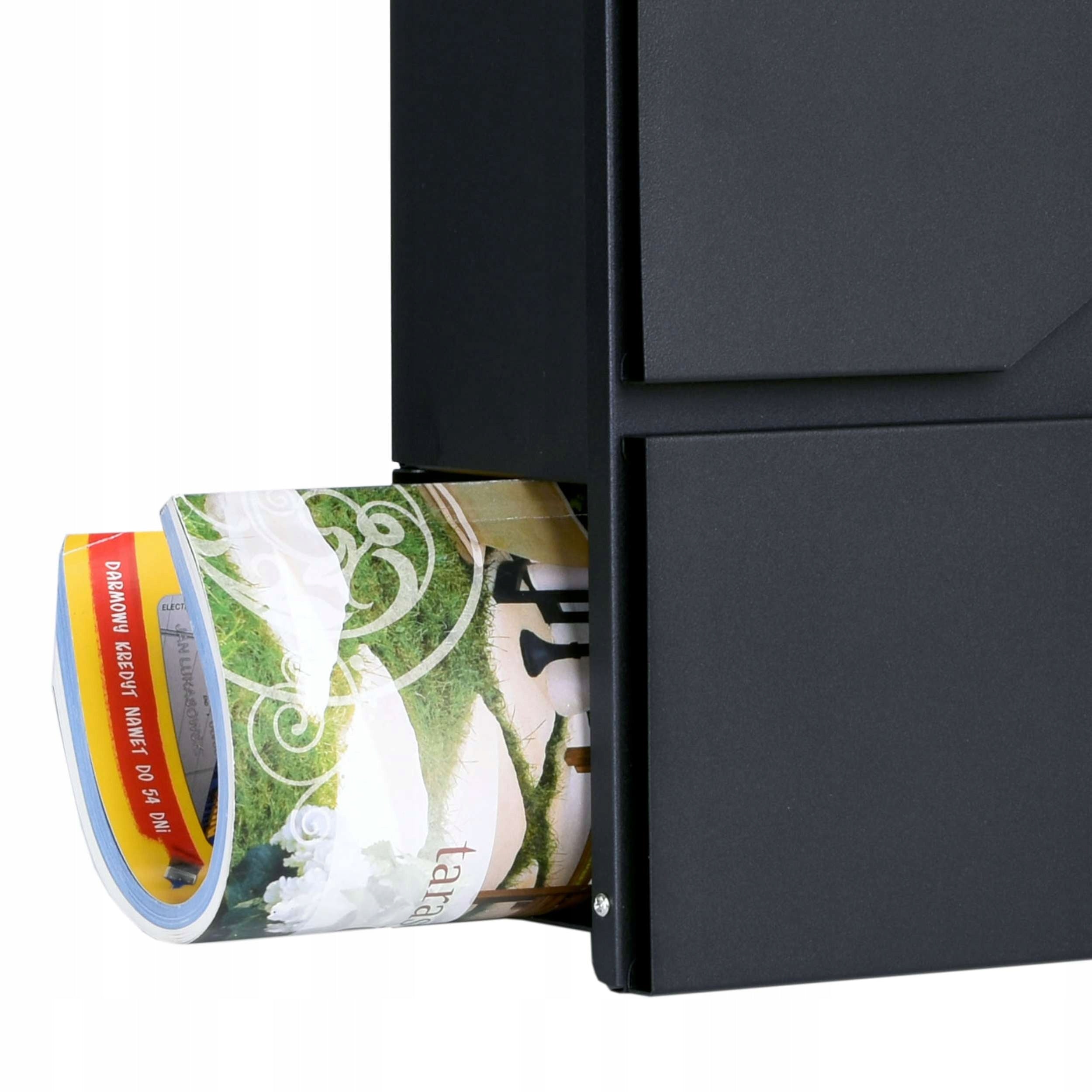 LARGE MAILBOX FOR LETTERS, MAIL, NEWSPAPERS WITH A NEWSPAPER, BLACK STEEL Product weight with unit packaging 2 kg