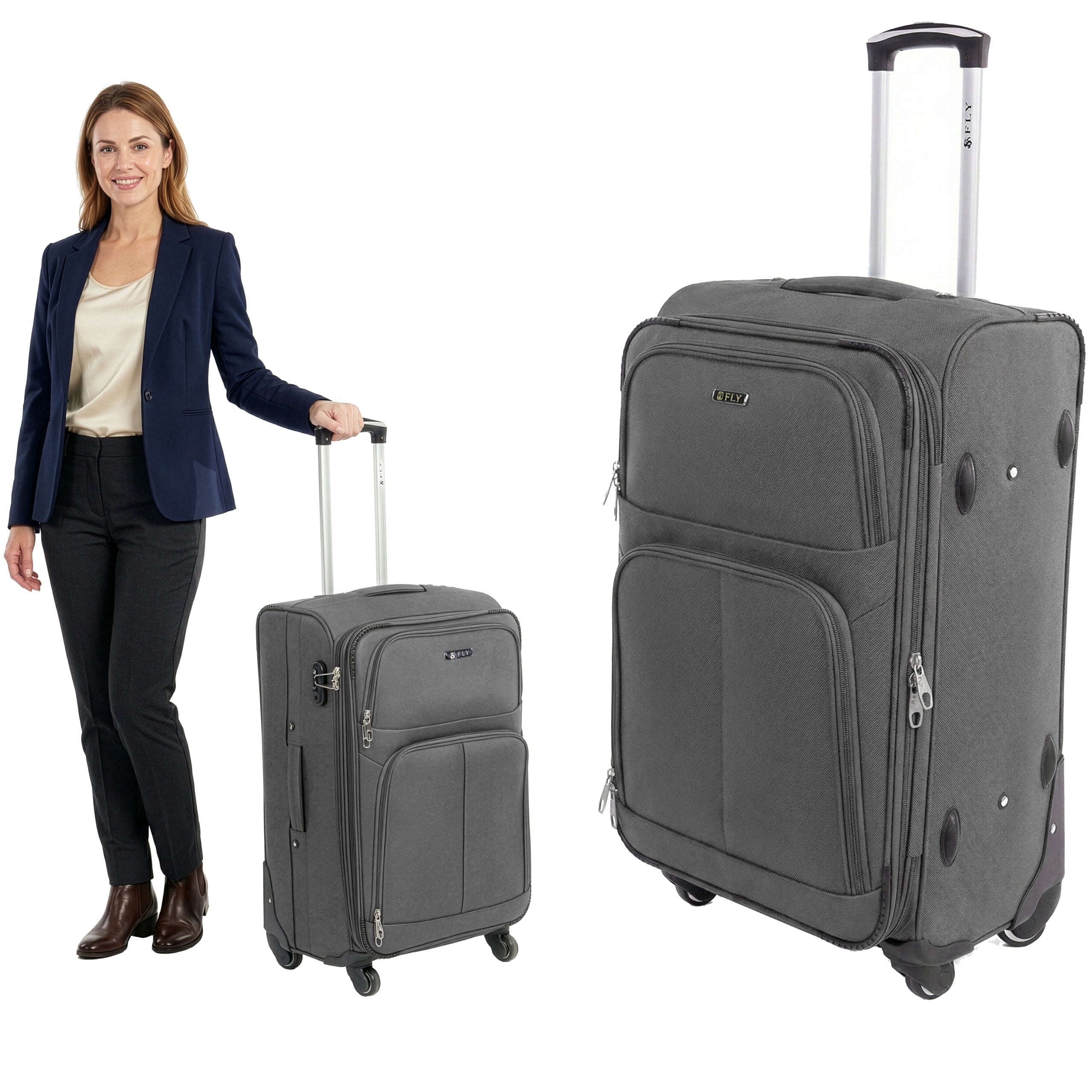 LARGE MATERIAL TRAVEL SUITCASE ON 4 WHEELS 94 LITERS