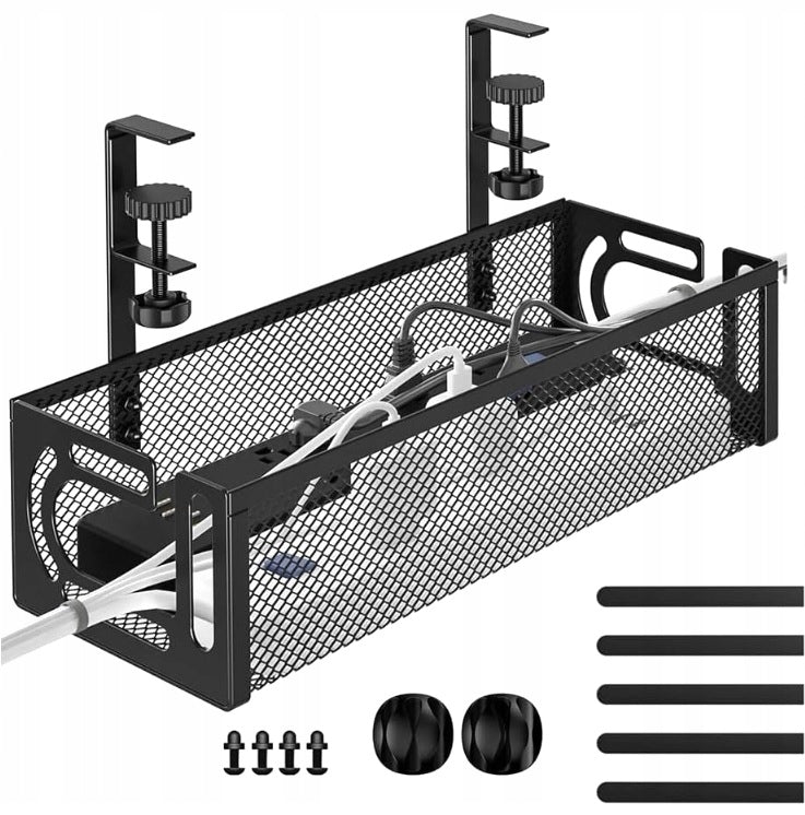 LARGE ORGANIZER SHELF WIRE HANGER CABLES UNDER DESK TOP GRILLE