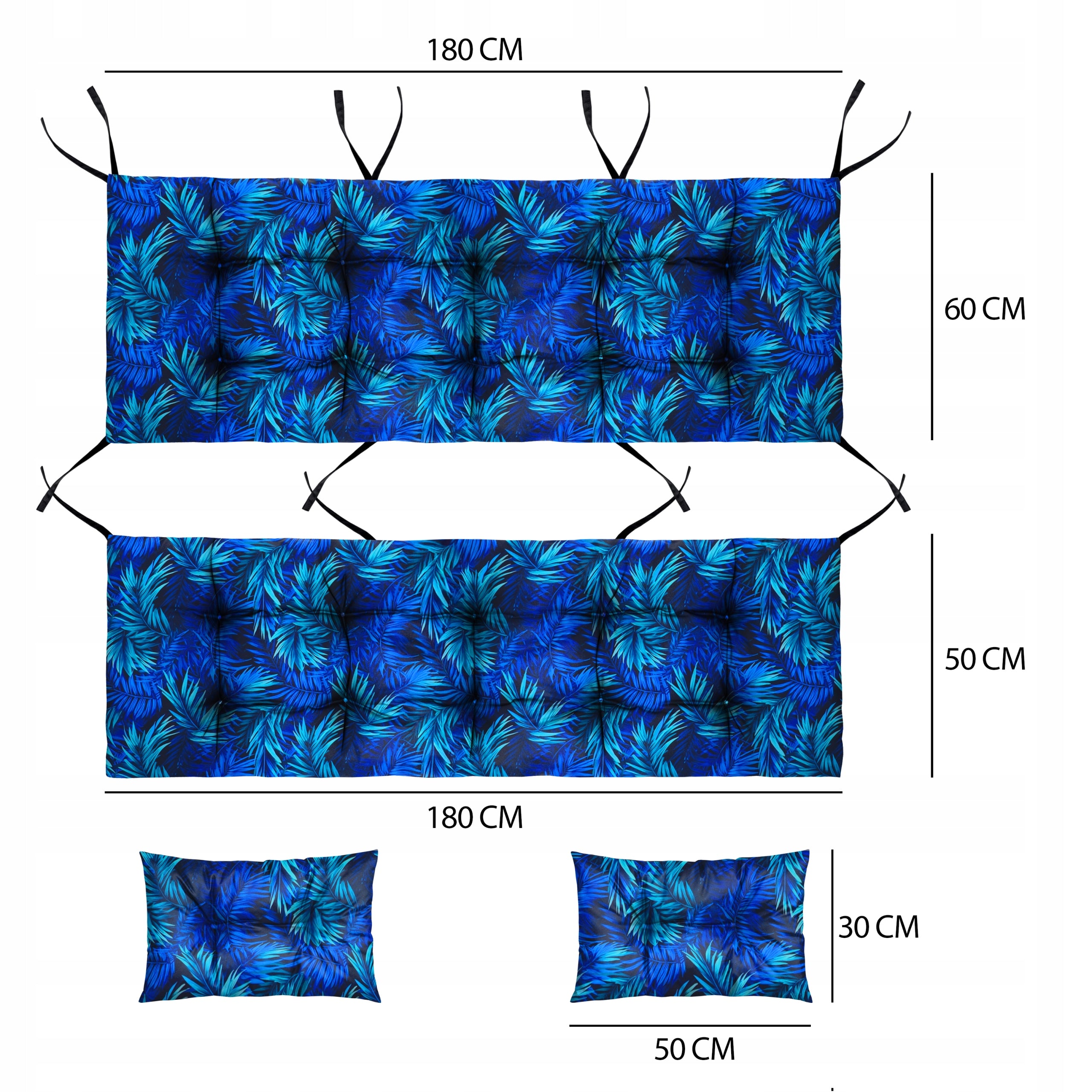 LARGE PILLOW FOR SWING GARDEN BENCH 180x60x50 CM WATERPROOF XXXL Pillow length 180 cm