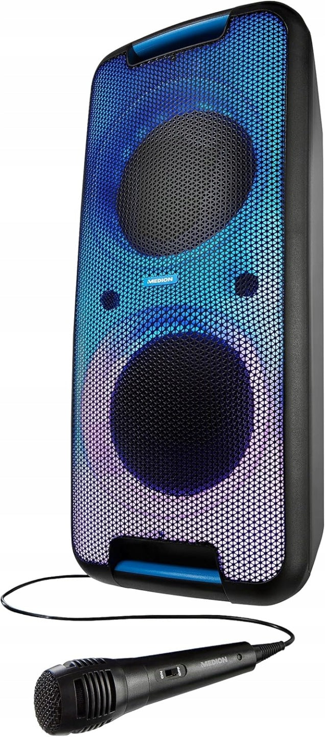 LARGE POWERFUL portable speaker MEDION P61080 2x450W + karaoke microphone AKU 4h