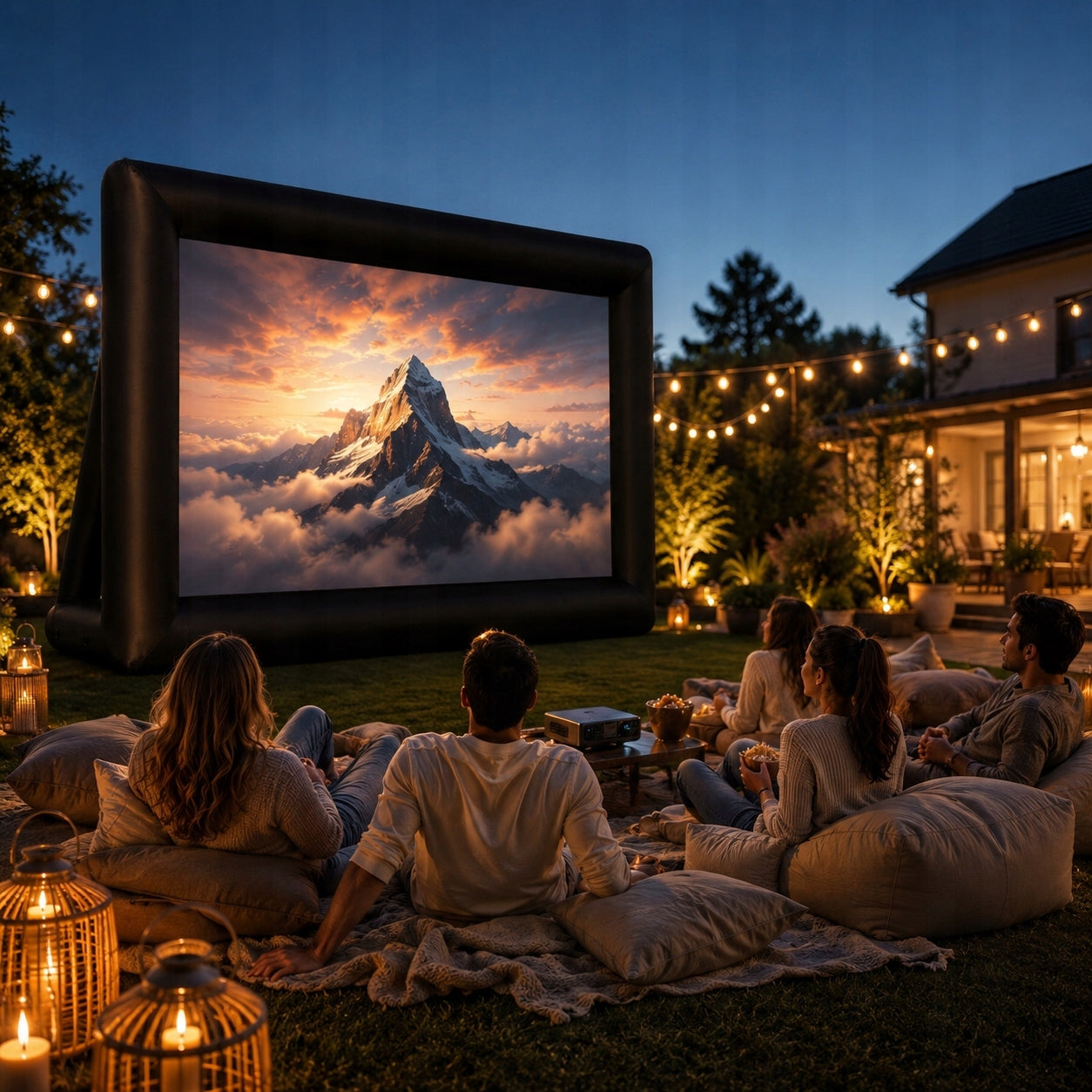LARGE PROJECTION SCREEN PORTABLE INFLATABLE + PROJECTOR BLOWER CINEMA 240 Packaging status original