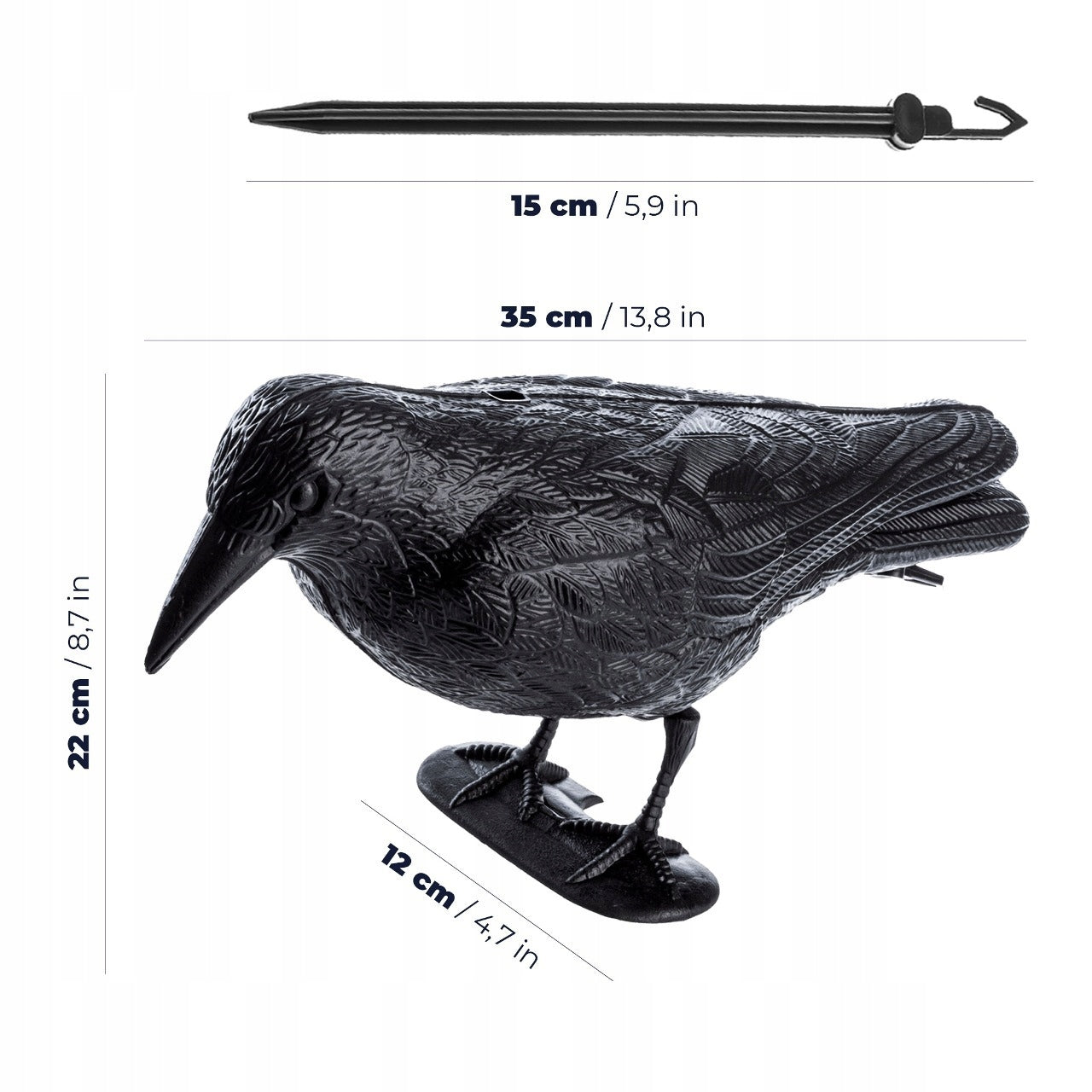 LARGE RAVEN BIRD REPELLENT PIGEON STARLINGS BIRDS FOR BALCONY BLACK 2pcs Kind repellent