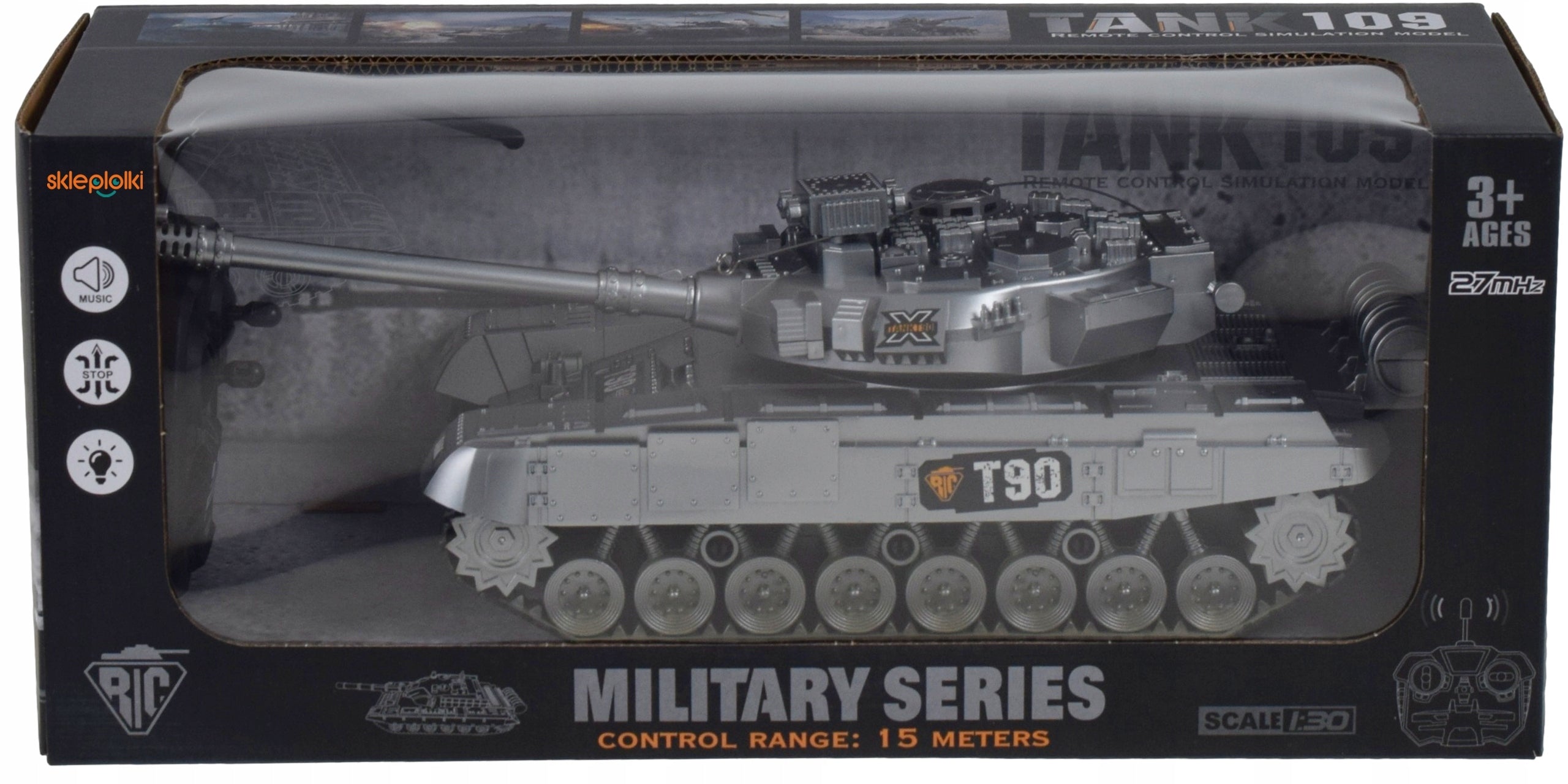 LARGE RC REMOTE CONTROLLED TANK with Rotating Tower Sound and Light Packaging status original