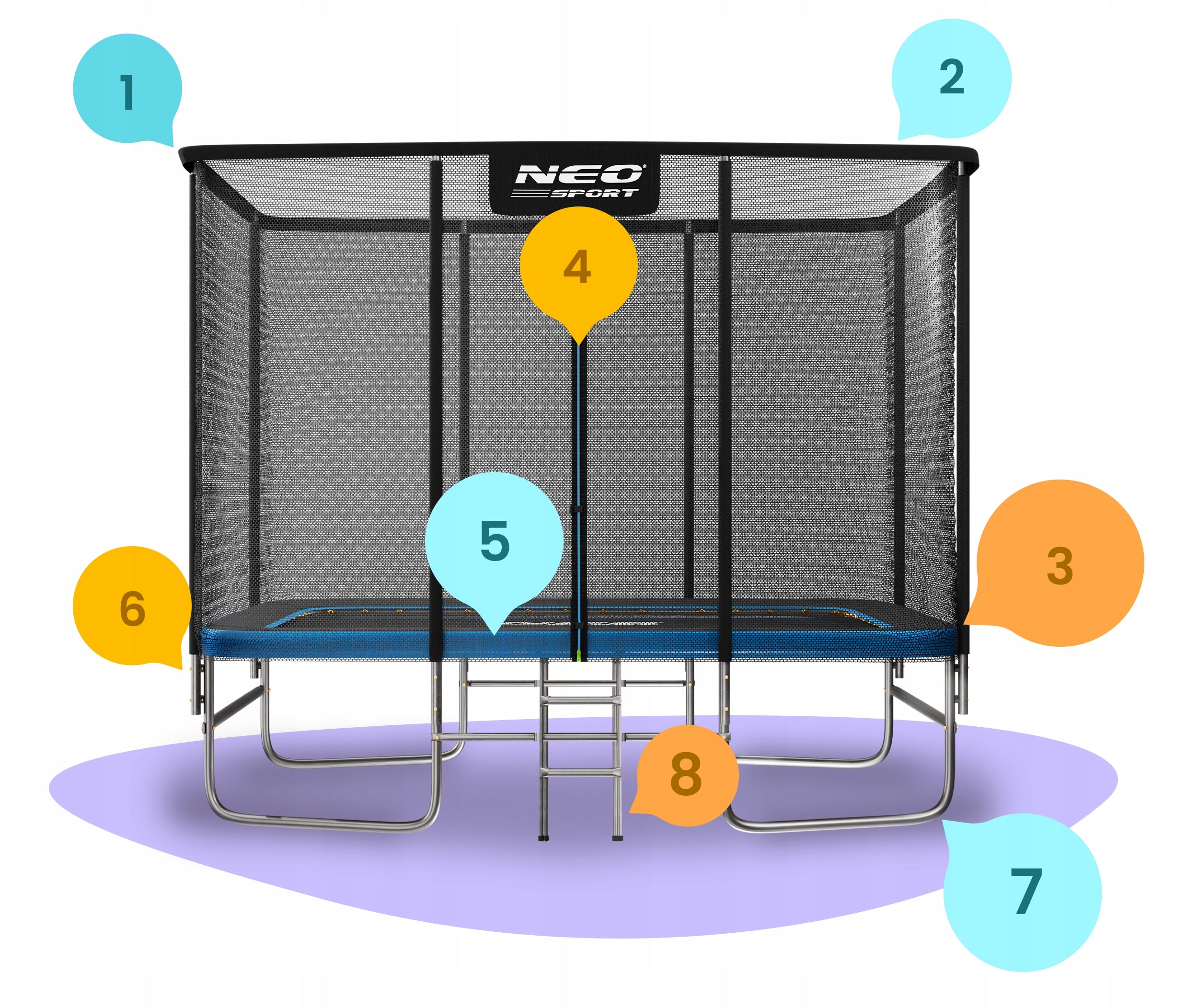 LARGE RECTANGULAR GARDEN TRAMPOLINE 305x213cm 10x7ft FOR CHILDREN SAFE Number of springs/ropes 60