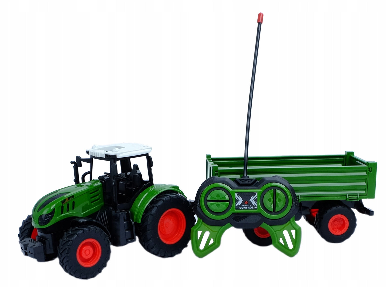 LARGE REMOTE CONTROLLED TRACTOR WITH TRAILER TRACTOR 42CM RC + USB Packaging status original