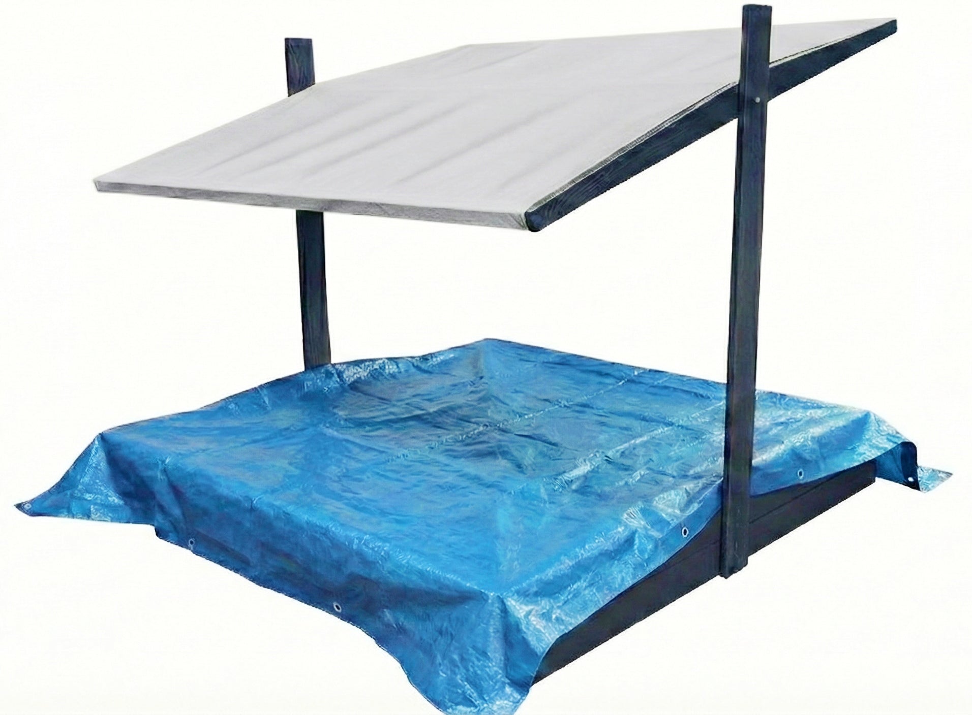 LARGE SANDBOX 150X150 WOODEN WITH VISOR 2X IMPREGNATED ANTHRACITE Packaging status original