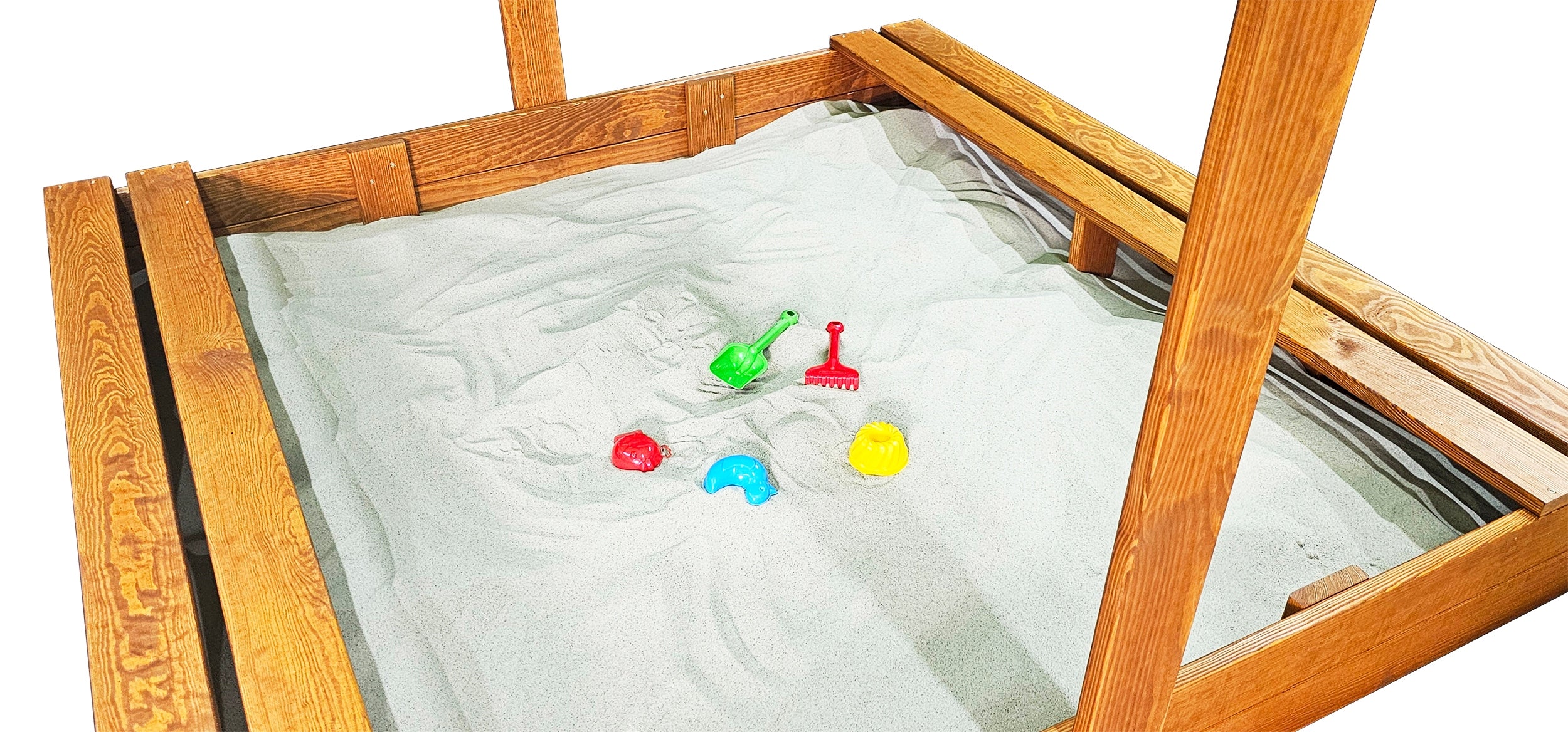 LARGE SANDBOX 150X150 WOODEN WITH VISOR 2X IMPREGNATED MANUFACTURER PL Product width 150 cm