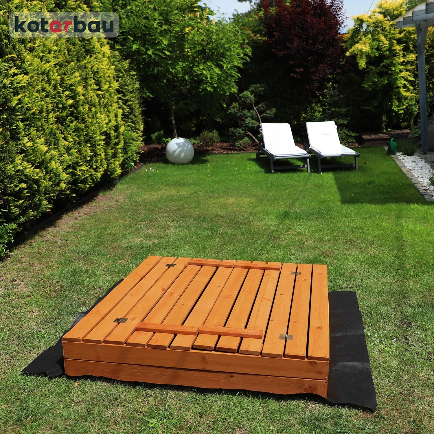 LARGE SANDBOX CLOSED 100 CM FOR CHILDREN WITH BENCHES BROWN IMPREGNATED Brand Kotarbau