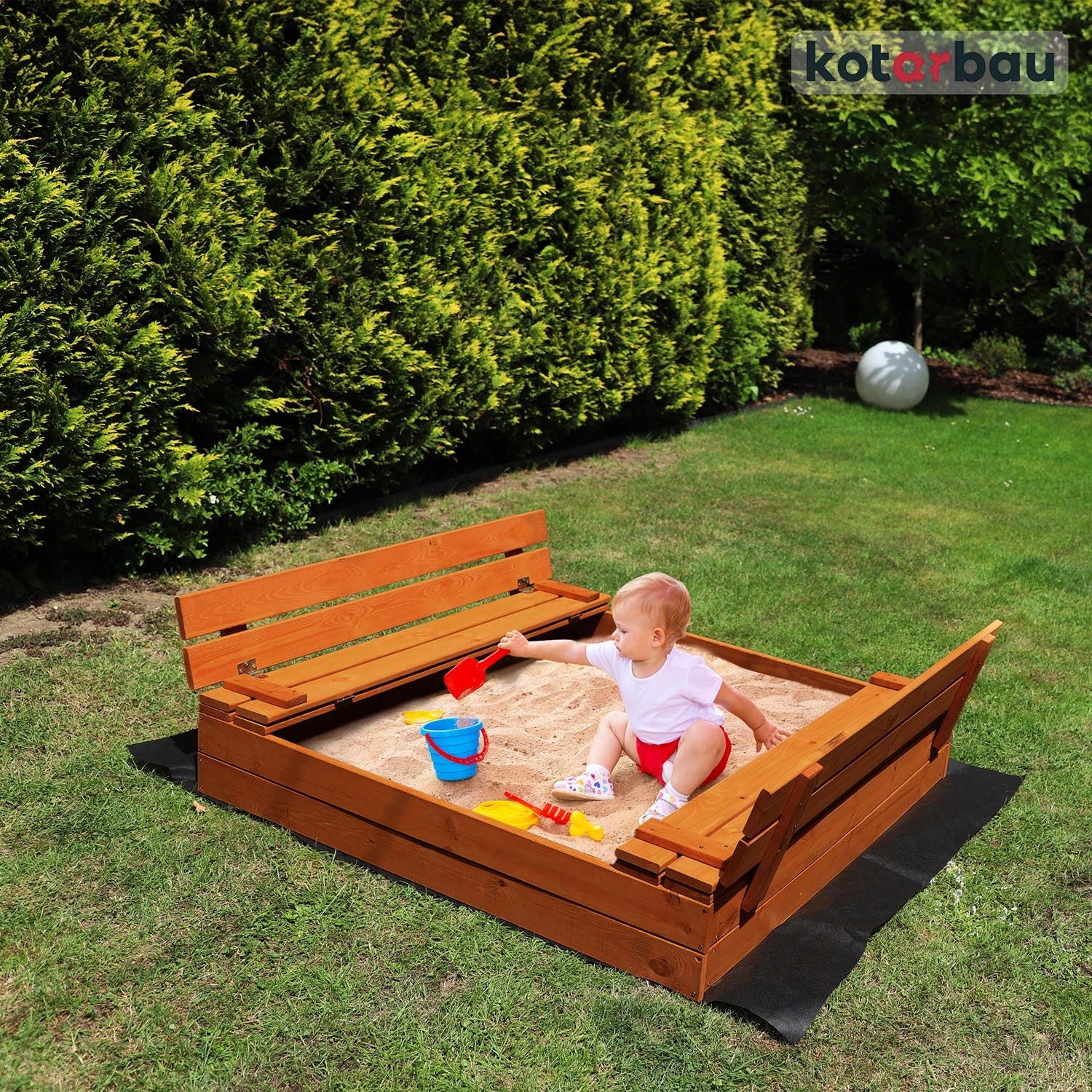 LARGE SANDBOX CLOSED 100 CM FOR CHILDREN WITH BENCHES BROWN IMPREGNATED Manufacturer code R354