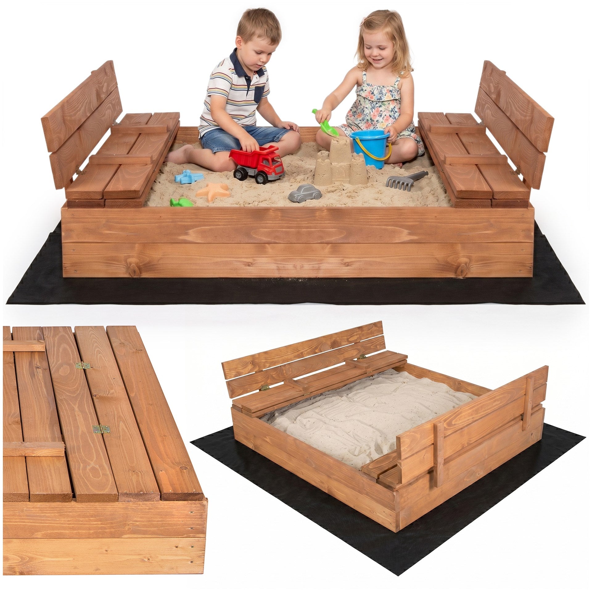 LARGE SANDBOX CLOSED WOODEN IMPREGNATED 120cm PREMIUM FOLDING