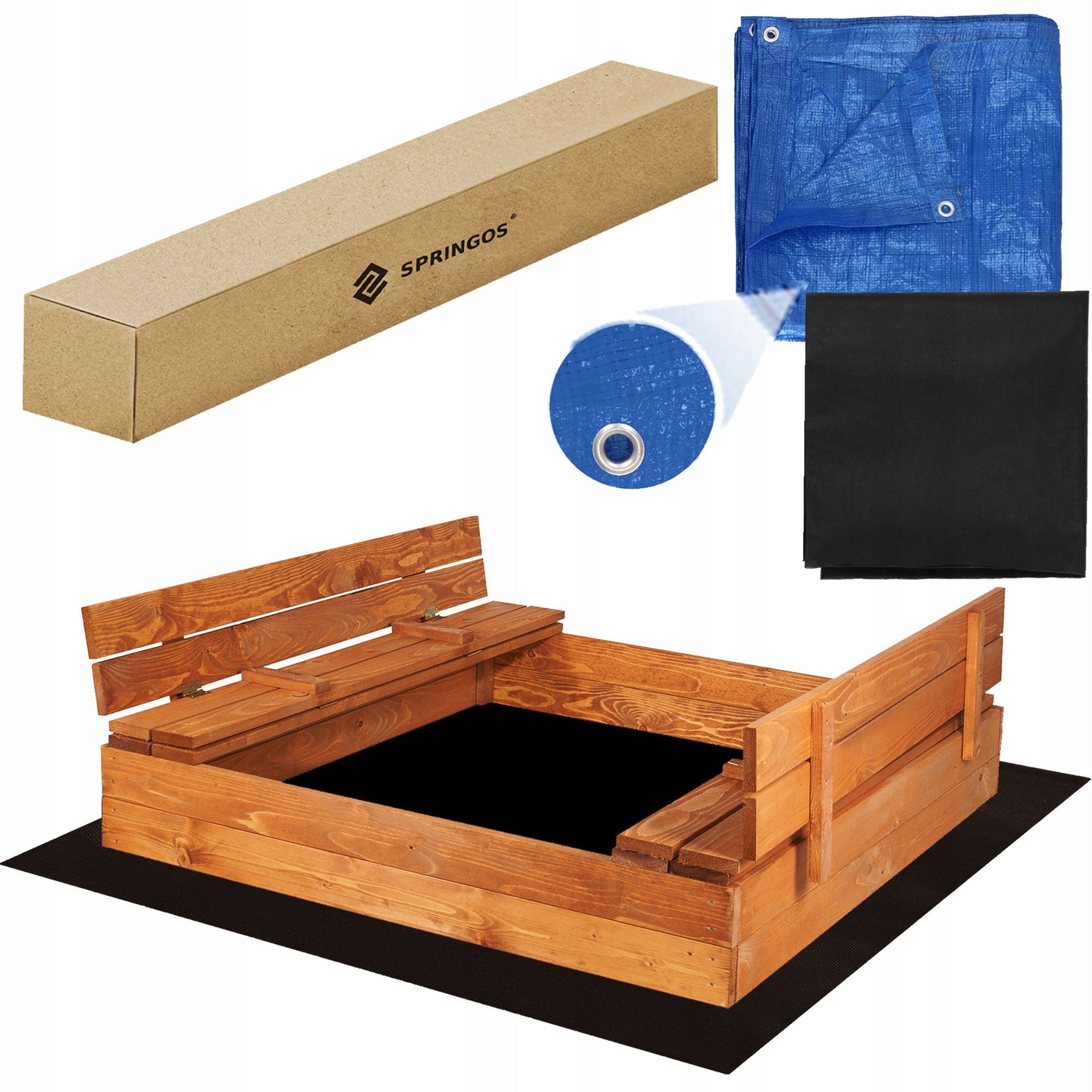 LARGE SANDBOX CLOSED WOODEN IMPREGNATED 120cm PREMIUM FOLDING