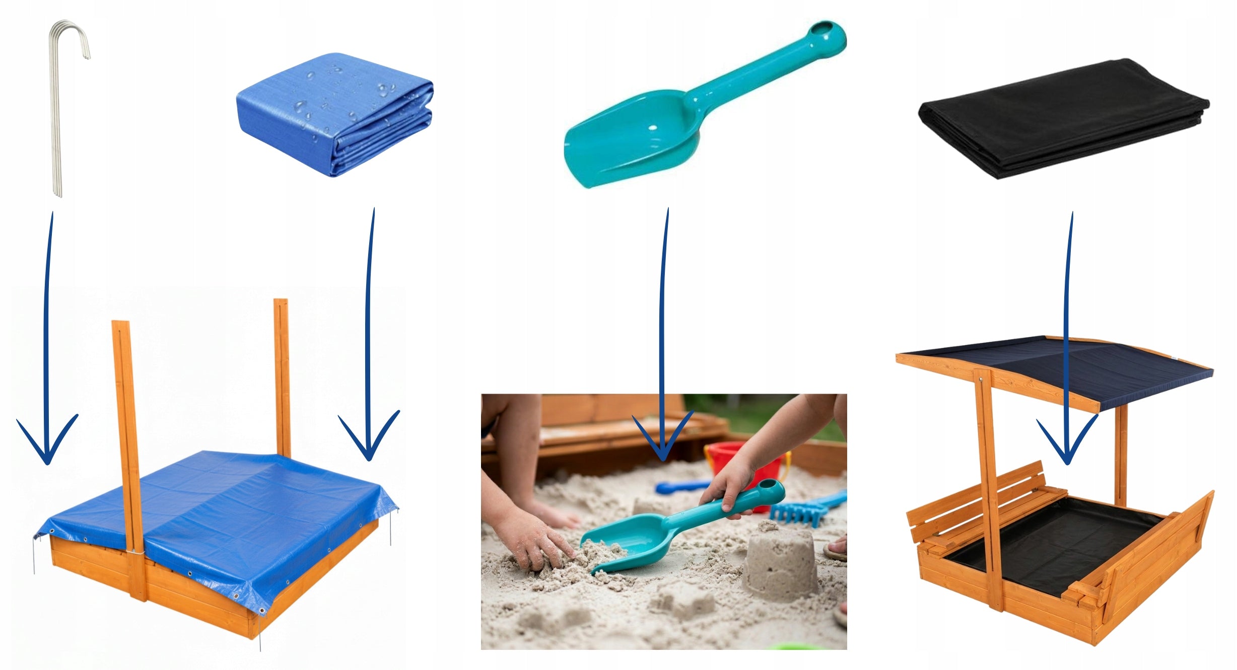 LARGE SANDBOX WITH VISOR IMPREGNATED WOODEN 120 cm 3D VIDEO HOLES Length 120 cm