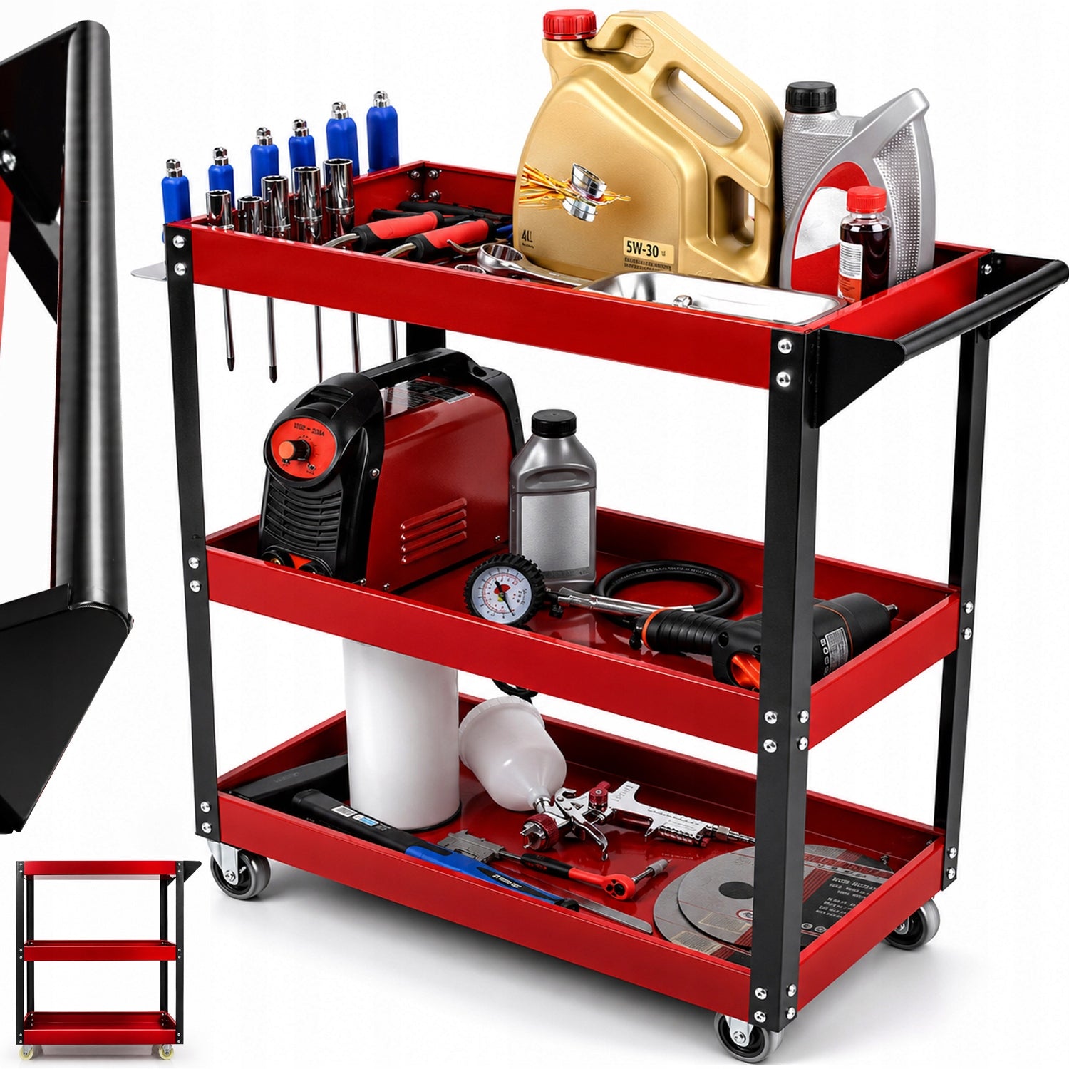 LARGE SERVICE TOOL WORKSHOP TROLLEY 3 SHELVES TOOL CABINET POWER