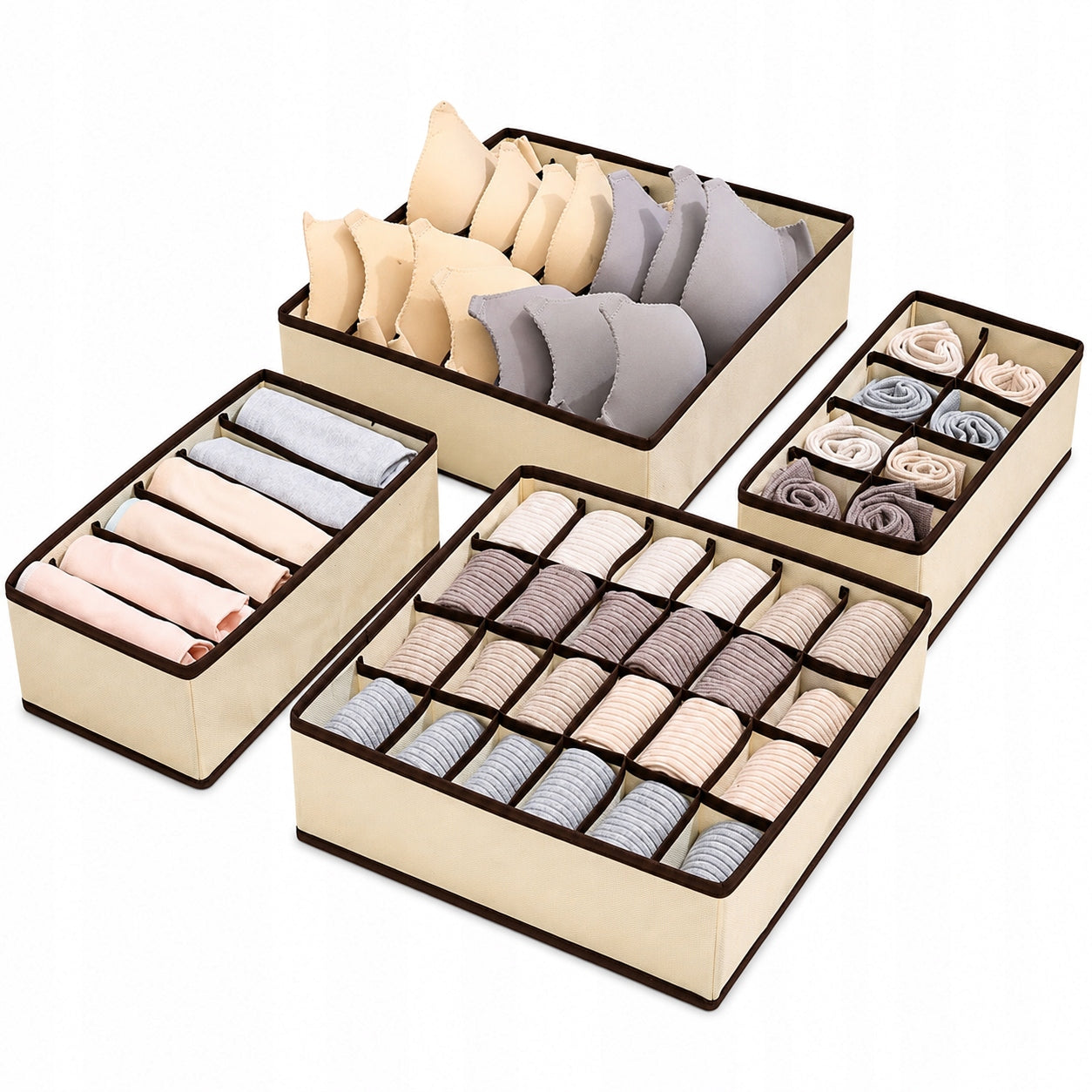 LARGE SET OF 4PCS UNDERWEAR CLOSET DRAWER ORGANIZERS SOCKS CLOTHES