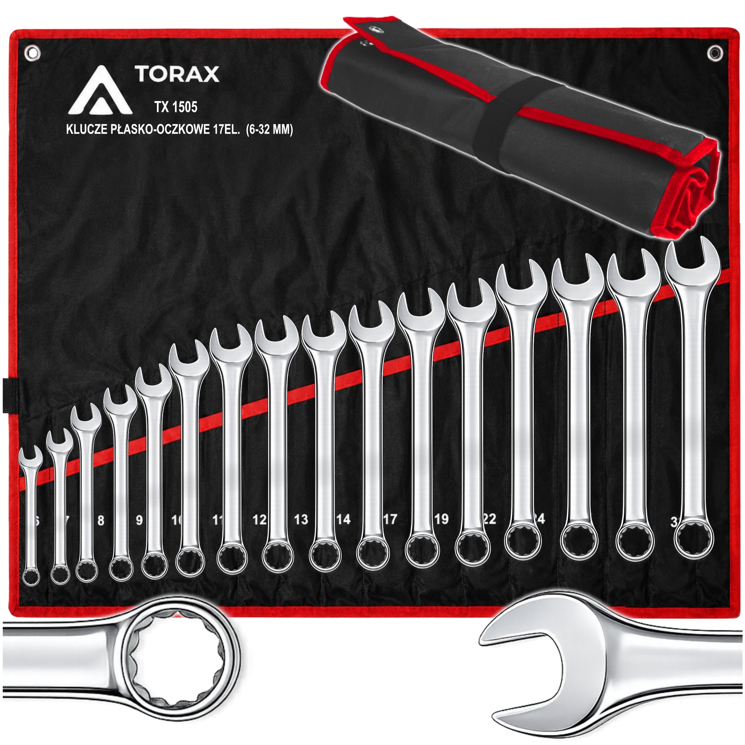 LARGE SET OF FLAT-EYE WRENCHES 17el CRV 6-32mm FLAT MAT CASE