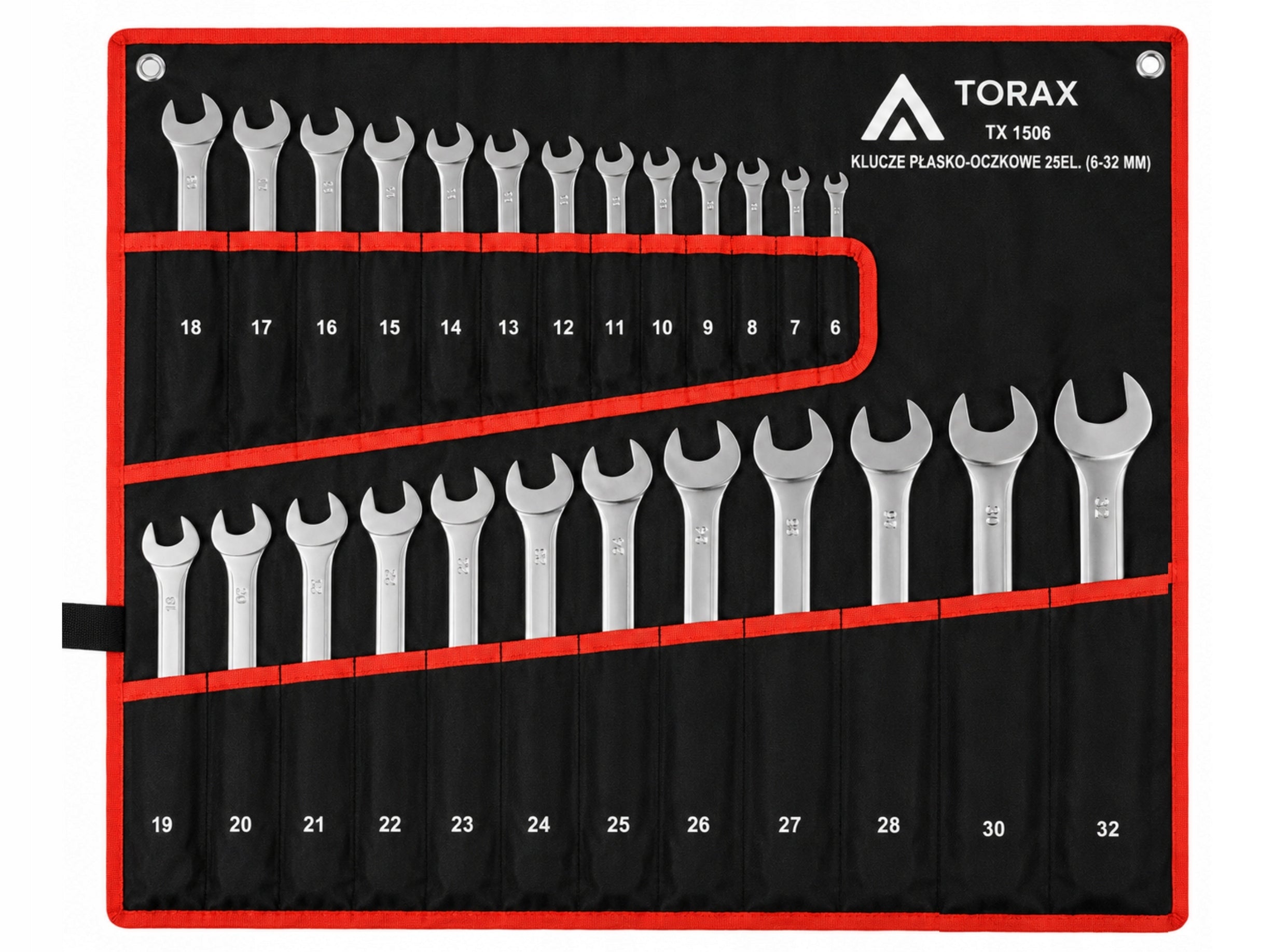 LARGE SET OF FLAT-EYE WRENCHES 25el CRV 6-32mm FLAT MAT CASE Brand TORAX