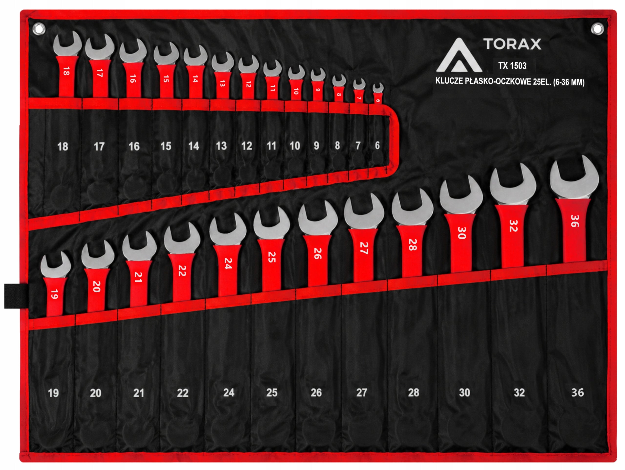 LARGE SET OF FLAT-EYE WRENCHES 25el CRV 6-36mm RUBBER FLAT MAT Manufacturer code TX1503