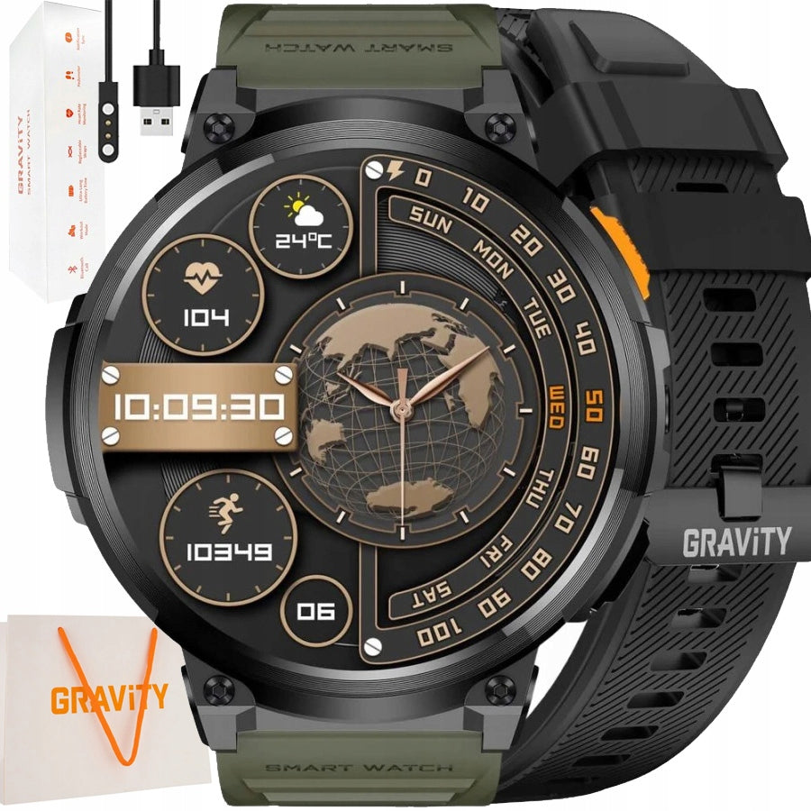LARGE SMARTWATCH Men's Watch GRAVITY with CONVERSATIONS LARGE BATTERY 730mAh 1.85"