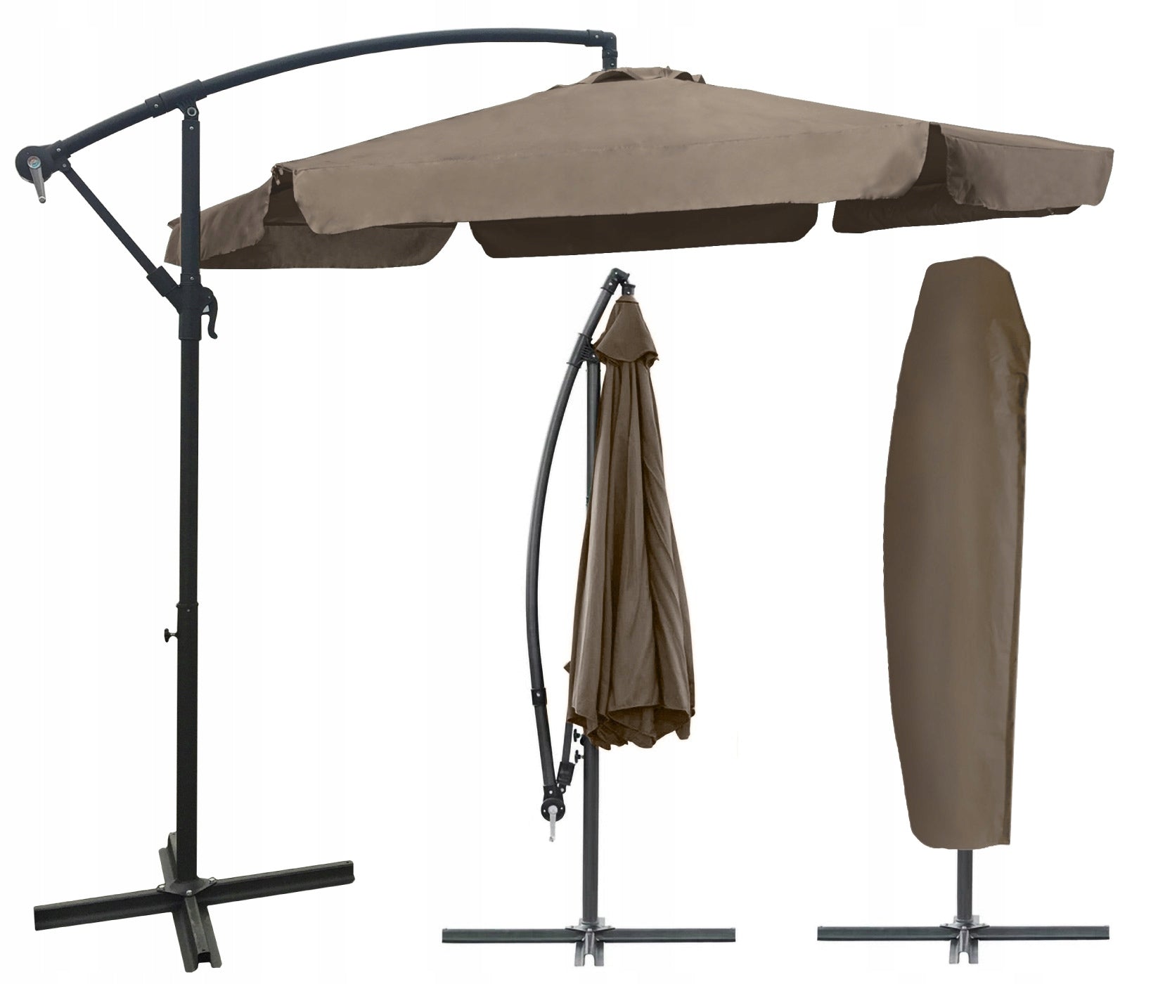 LARGE SOLID EXPANDABLE ADJUSTABLE GARDEN UMBRELLA 350CM DALLAS BEIGE Manufacturer Kontrast