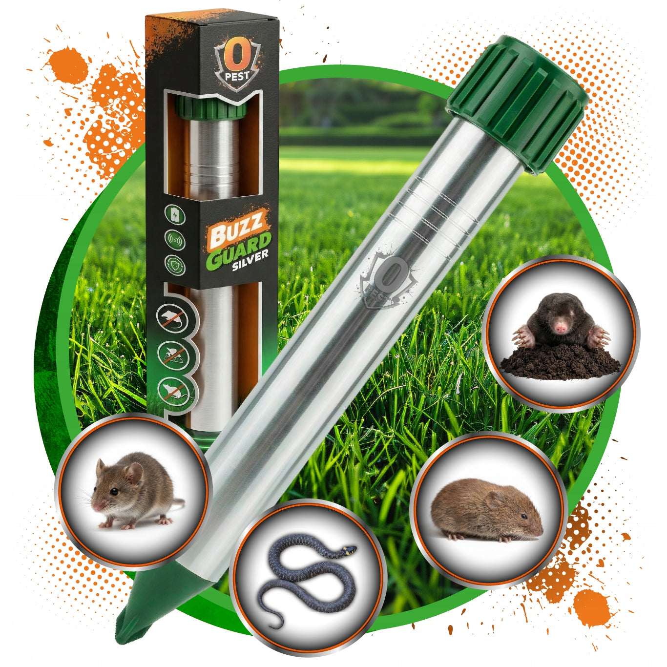 LARGE SOUND REPELLENT XXL CRETE VOLES MICE RODENTS FOR GARDEN 800m2 Packaging status original