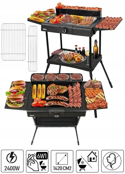 LARGE STANDING ELECTRIC GARDEN GRILL THERMOSTAT 2400IN 6IN1 XXL Power rating 2400 W