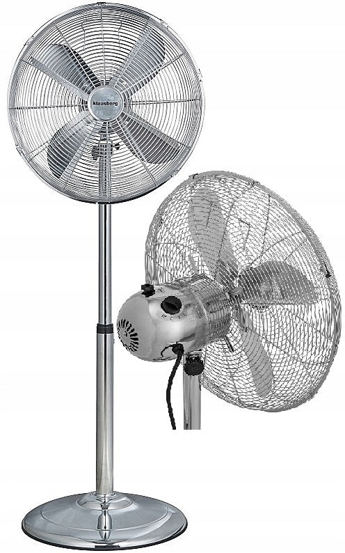 LARGE STEEL Standing Fan Floor Fan SILVER KLAUSBERG