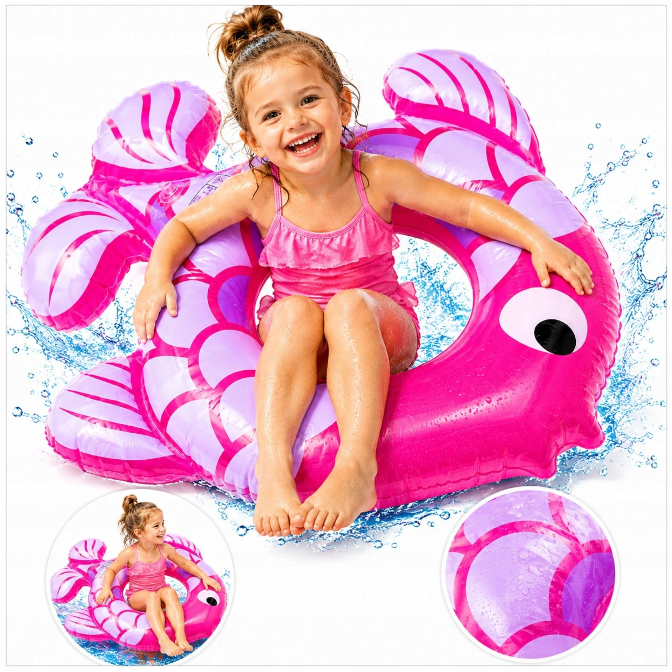 LARGE SWIMMING WHEEL FOR KIDS FISH MATTRESS 2in1 INFLATABLE WHEEL FOR POOL