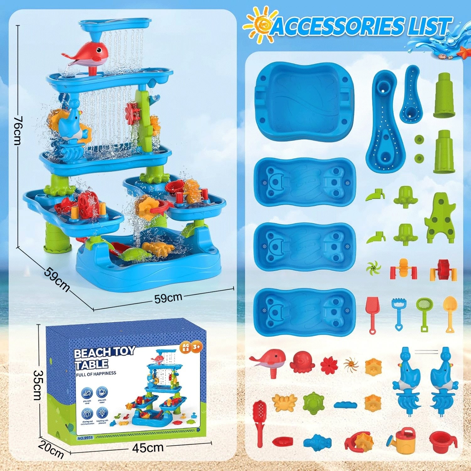 LARGE TABLE WATER TABLE SANDBOX FOR CHILDREN TO PLAY 6 FLOORS XL MATADI Manufacturer code Stolik wodny 6 poziomowy