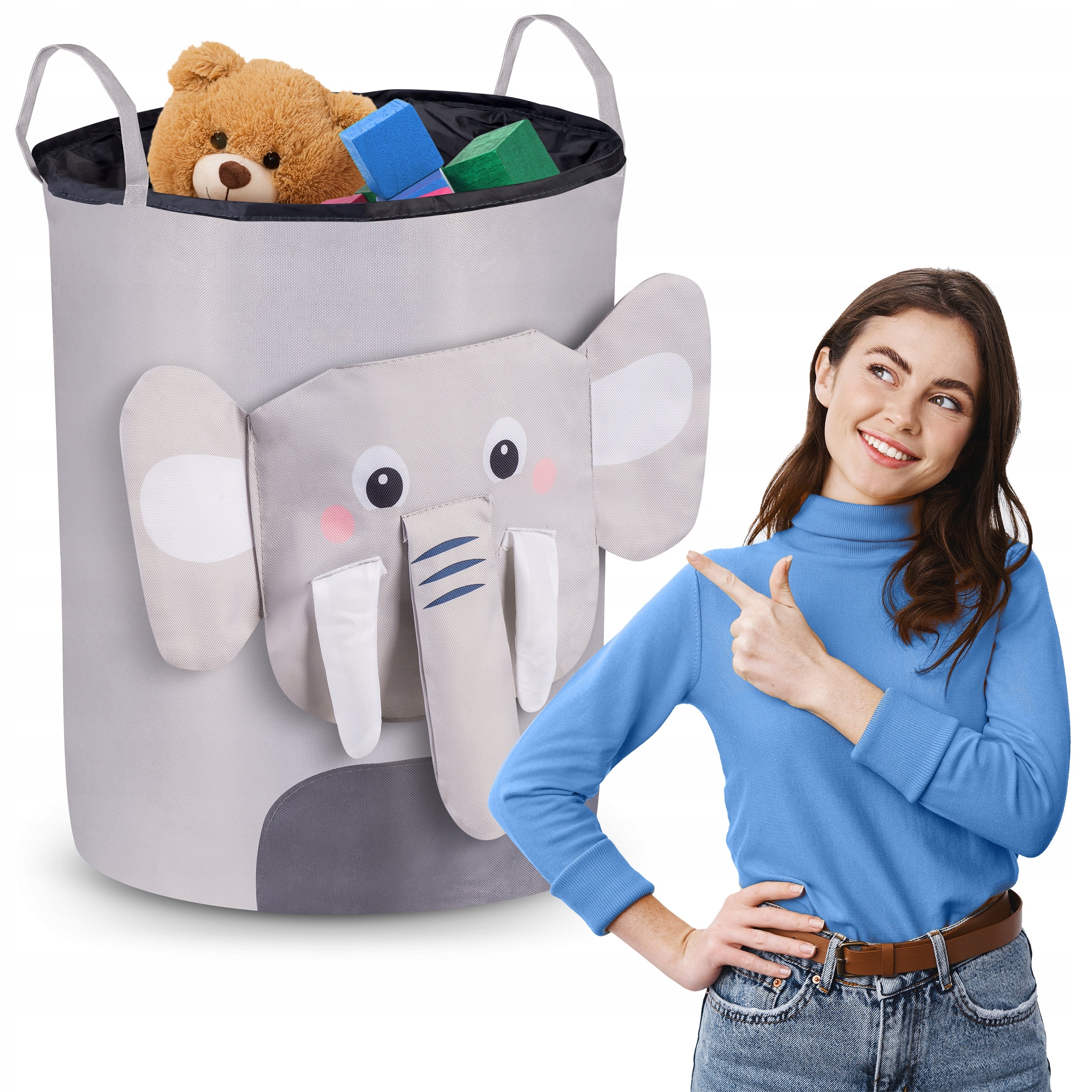 LARGE TOY BASKET CONTAINER WITH DRAWSTRING ORGANIZER NUKIDO LAUNDRY BASKET
