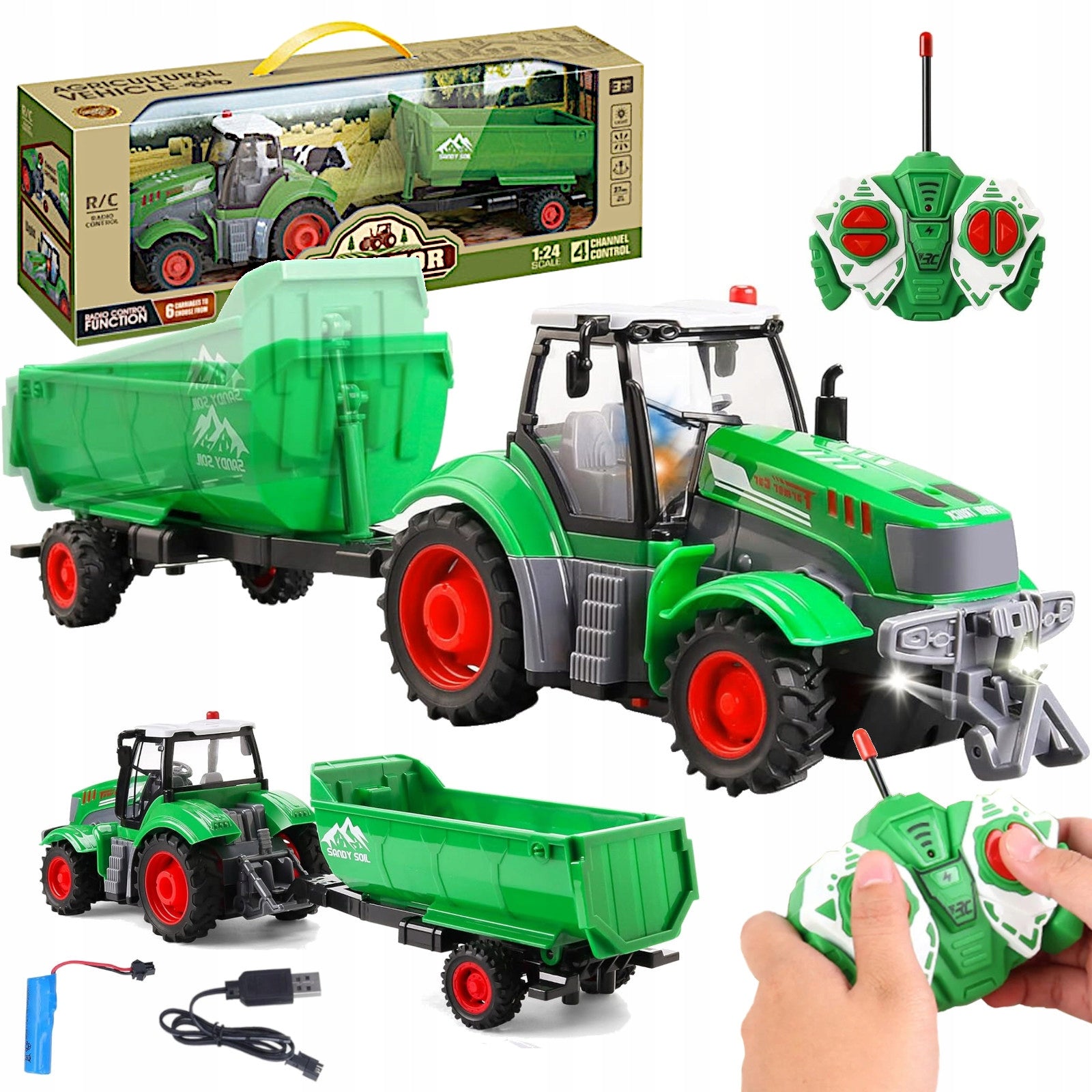 LARGE TRACTOR REMOTE CONTROLLED TRACTOR TRAILER AGRICULTURAL MACHINE RC PILOT