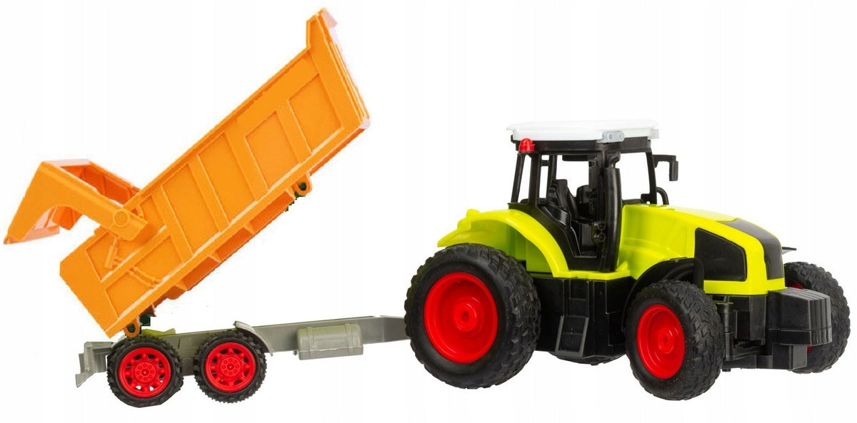 LARGE TRACTOR REMOTE CONTROLLED WITH TRAILER RC TRACTOR 39cm USB charging Packaging status original