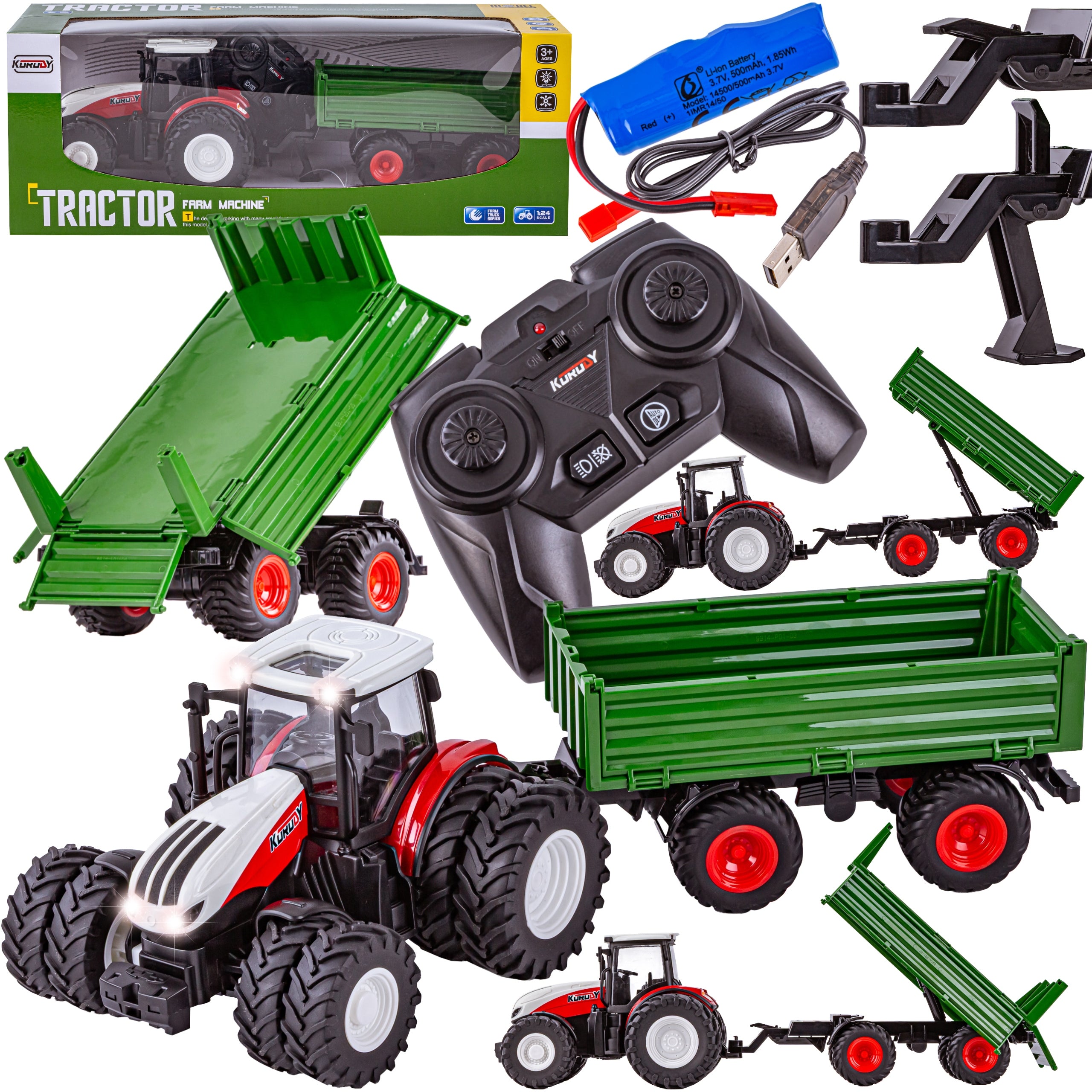 LARGE TRACTOR With Trailer RC TRACTOR Remote Controlled Semitrailer 1:24 2,4 GHz