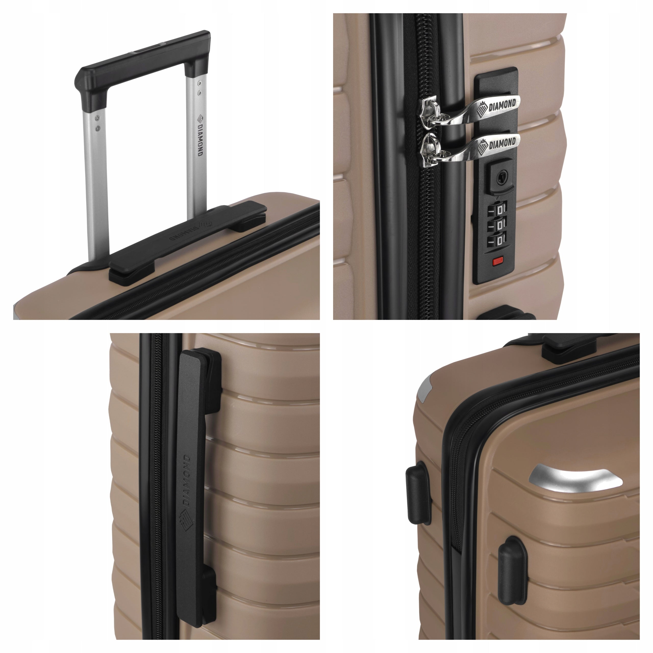LARGE TRAVEL SUITCASE MADE OF POLYPROPYLENE LUGGAGE DIAMOND BEIGE XL 28" P420 Brand DIAMOND