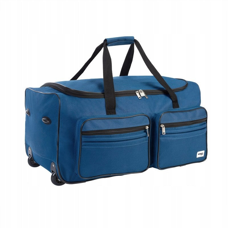 LARGE TRAVEL SUITCASE ON WHEELS 85L BLUE Depth (shorter edge) 36 cm