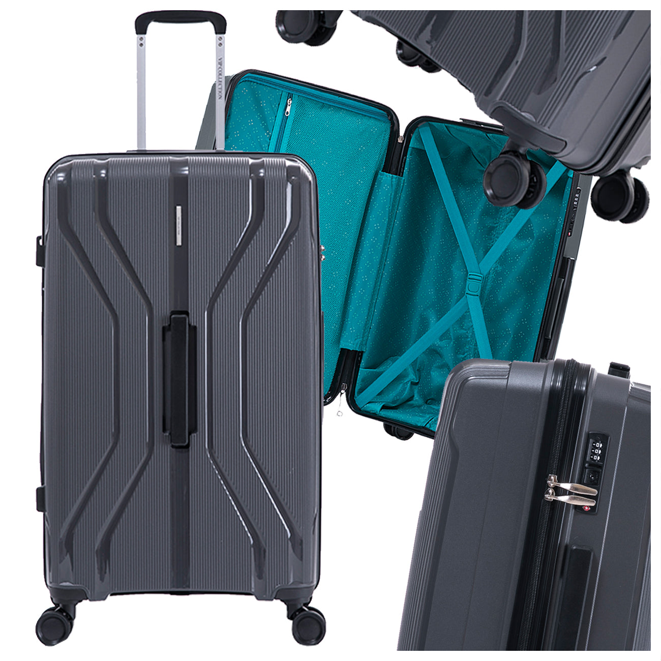 LARGE TRAVEL SUITCASE ON WHEELS HARD STRONG XXL 29" GRAFFITE POLYPROPYLENE