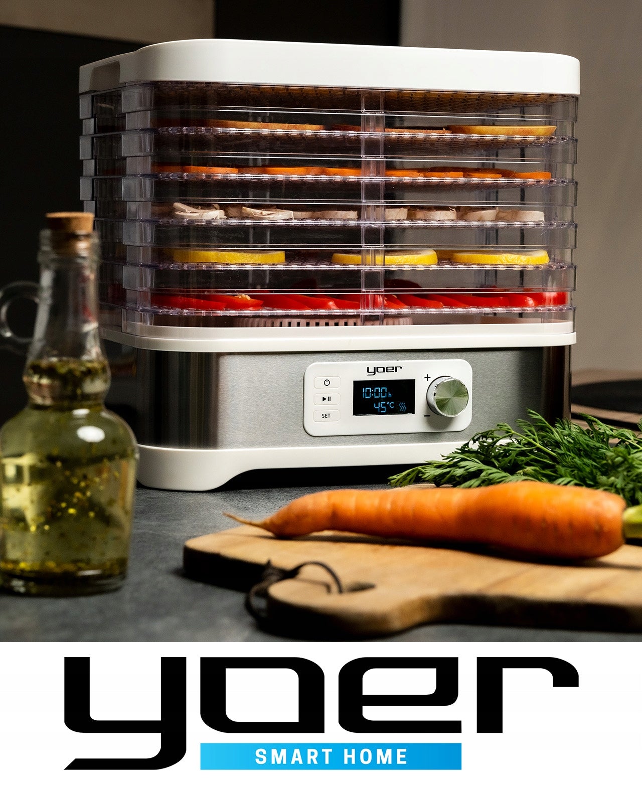 LARGE Vegetable Fruit Mushroom Dryer Yoer INOX +Thermo-circuit 450W +Timer Manufacturer code FD01W