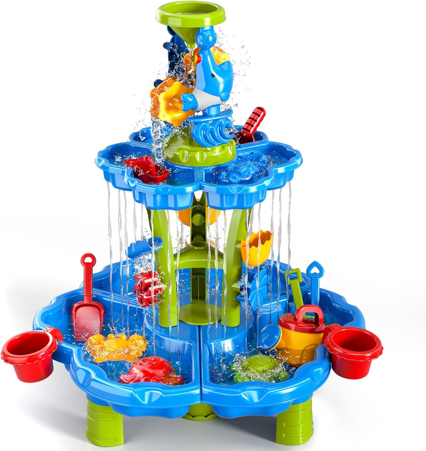 LARGE WATER TABLE SANDBOX TABLE 3 FLOORS FOR PLAYING WATER WHEELS MATADI Brand Matadi
