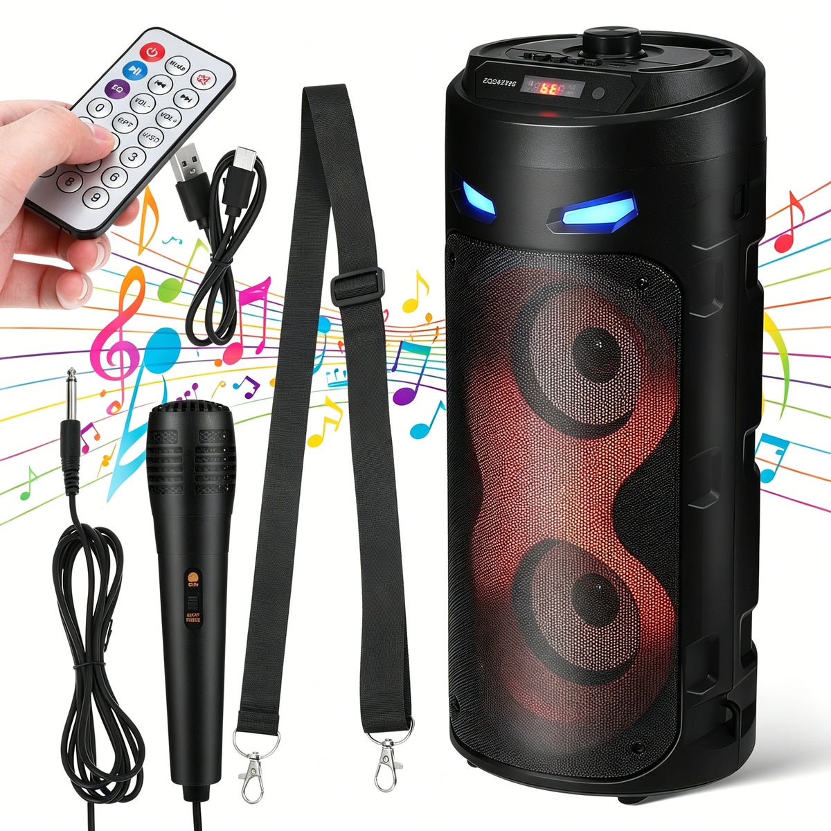 LARGE WIRELESS SPEAKER MOBILE KARAOKE SOUND SYSTEM WITH MIC AND REMOTE