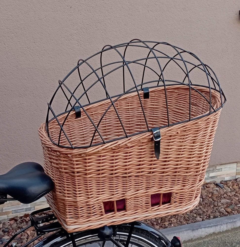 LARGE wicker basket for LUGGAGE RACK Bike basket for DOG + Pillow Brand Wiklinowe-kosze