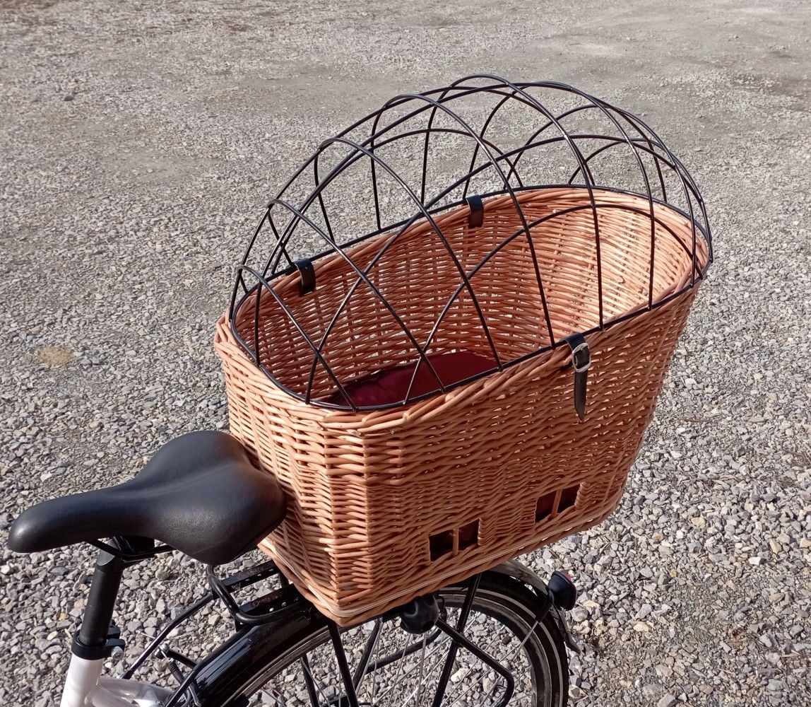 LARGE wicker basket for LUGGAGE RACK Bike basket for DOG + Pillow Trade name kosz na bagażnik